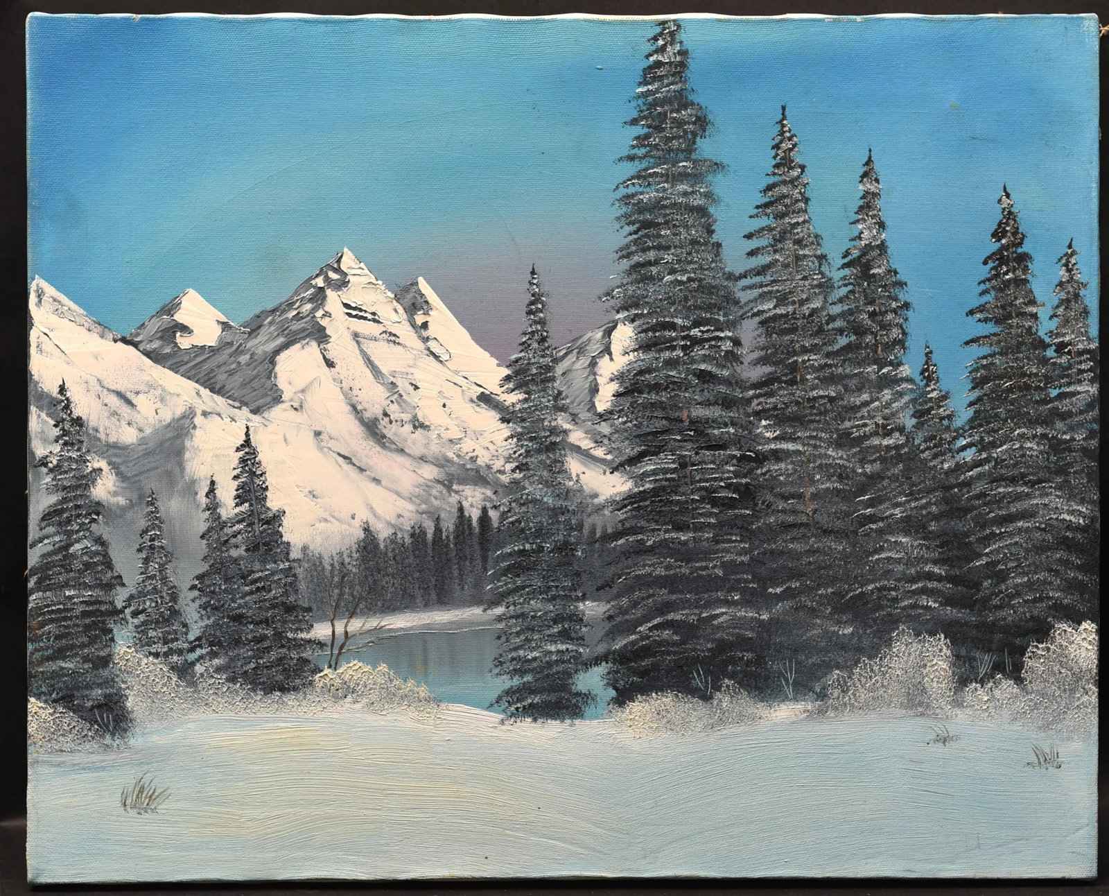 1970s Winter Serenity Oil Painting - 3