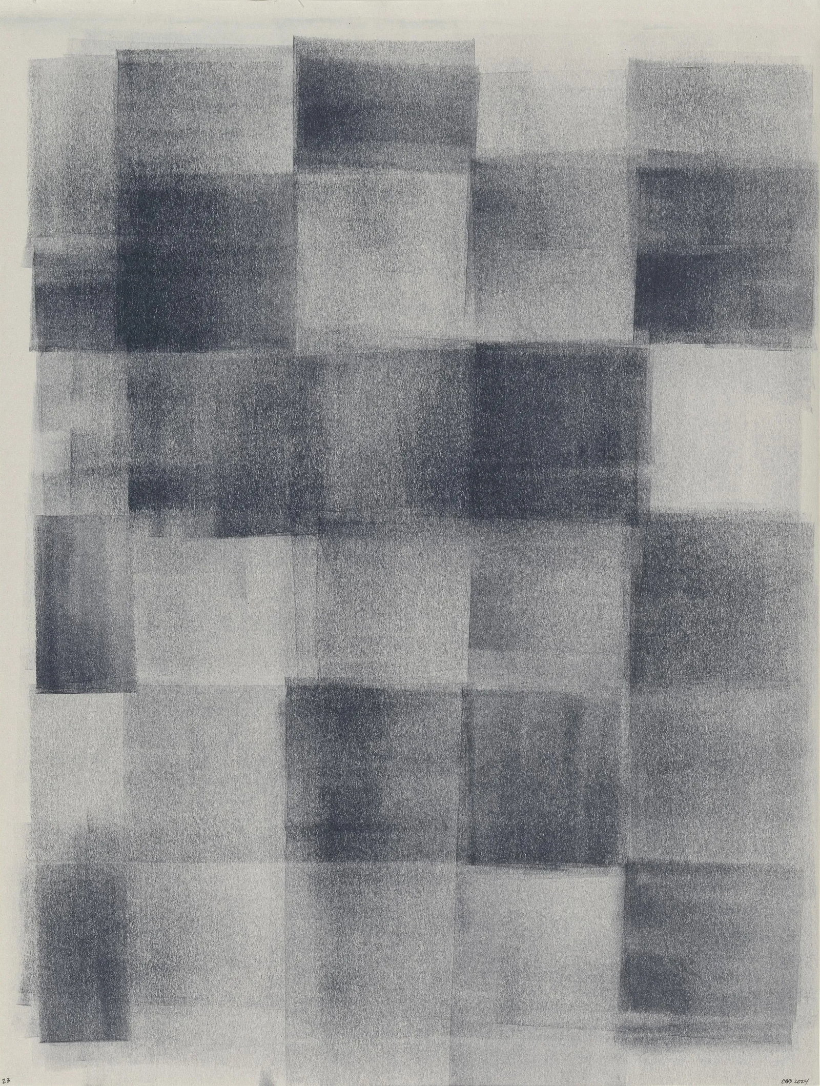 Ink on Paper_23 Original Modern Abstract Gray Painting by Carrie Bergey: American Artist Carrie Bergey's art invites us to her creative and meditative play space. As a traveler drawn to the mystery of the unreachable horizon line, Bergey creates each piece with a unique