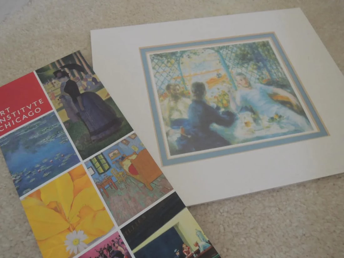 Vintage 1875 "The Rowers Lunch" Oil Painting Reproduction Print Matted by Pierre Auguste Renoir - 3