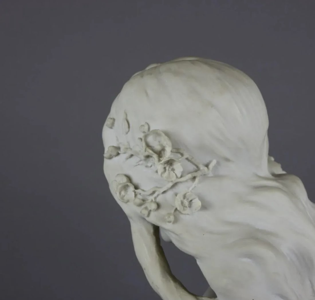 Late 20th Century Art Nouveau 23" Composition Statue Portrait Bust of Le Printemps Spring - 2