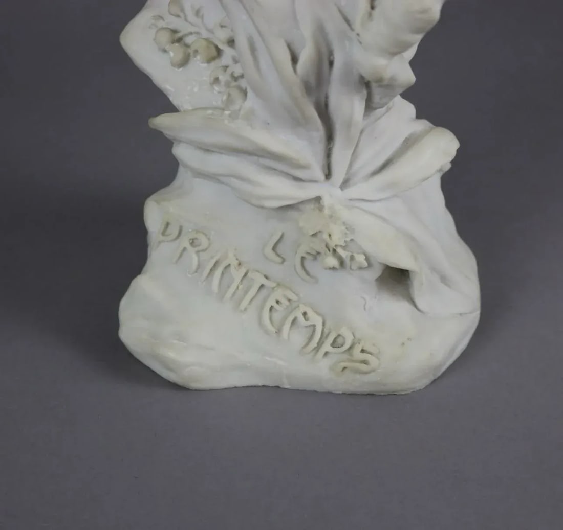 Late 20th Century Art Nouveau 23" Composition Statue Portrait Bust of Le Printemps Spring - 6