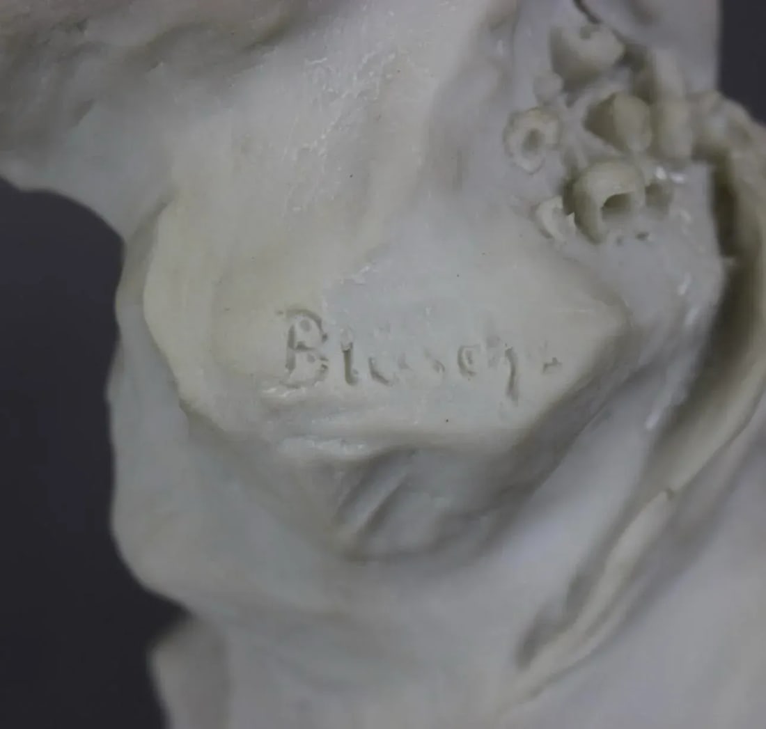 Late 20th Century Art Nouveau 23" Composition Statue Portrait Bust of Le Printemps Spring - 7