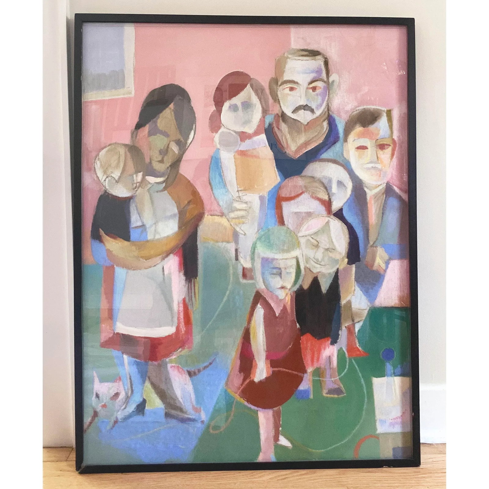 Late 20th Century Modernist Expressionist Style Portrait Acrylic Painting of a Family by Robert Casp - 6