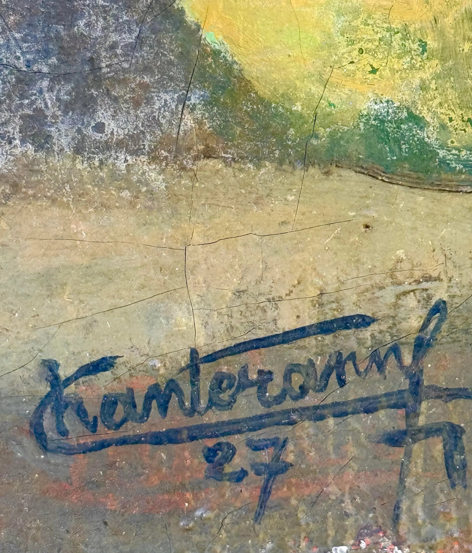 Antique French Oil Painting : 1920's Antique French Oil Painting "Orientale" With Rich, Colorful Tex - 9