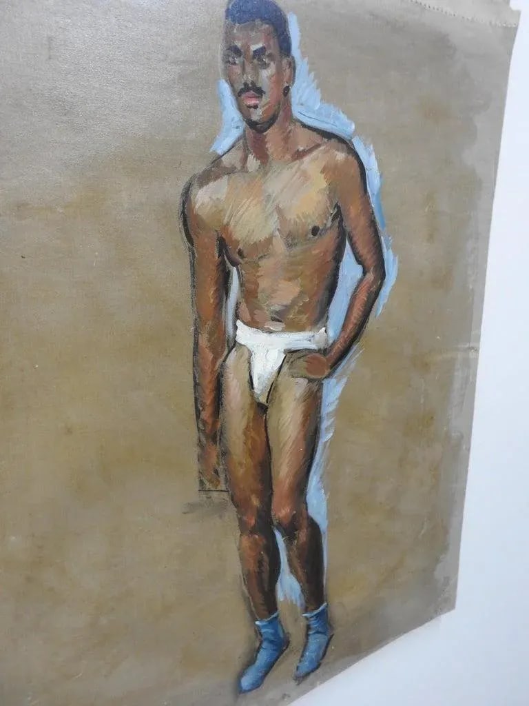 Mid 20th Century Robert Whitmore Oil Painting of Male Model - 3
