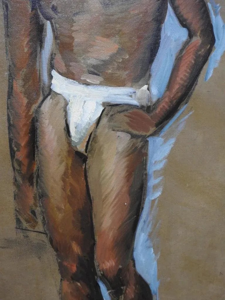 Mid 20th Century Robert Whitmore Oil Painting of Male Model - 4
