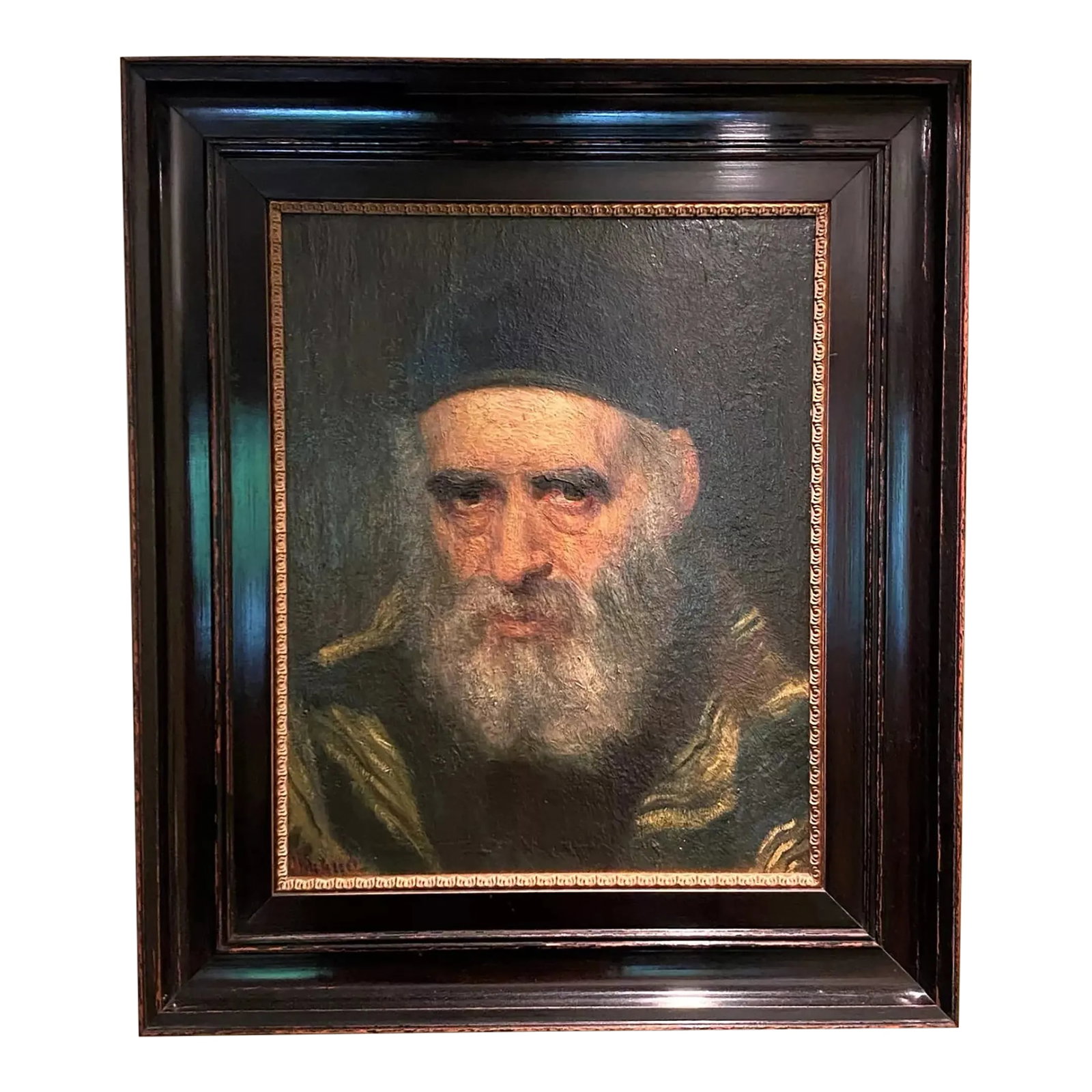 Early 1900s After Maurits De Groot Dutch Portrait of Rabbi Oil Painting (1 of 10)