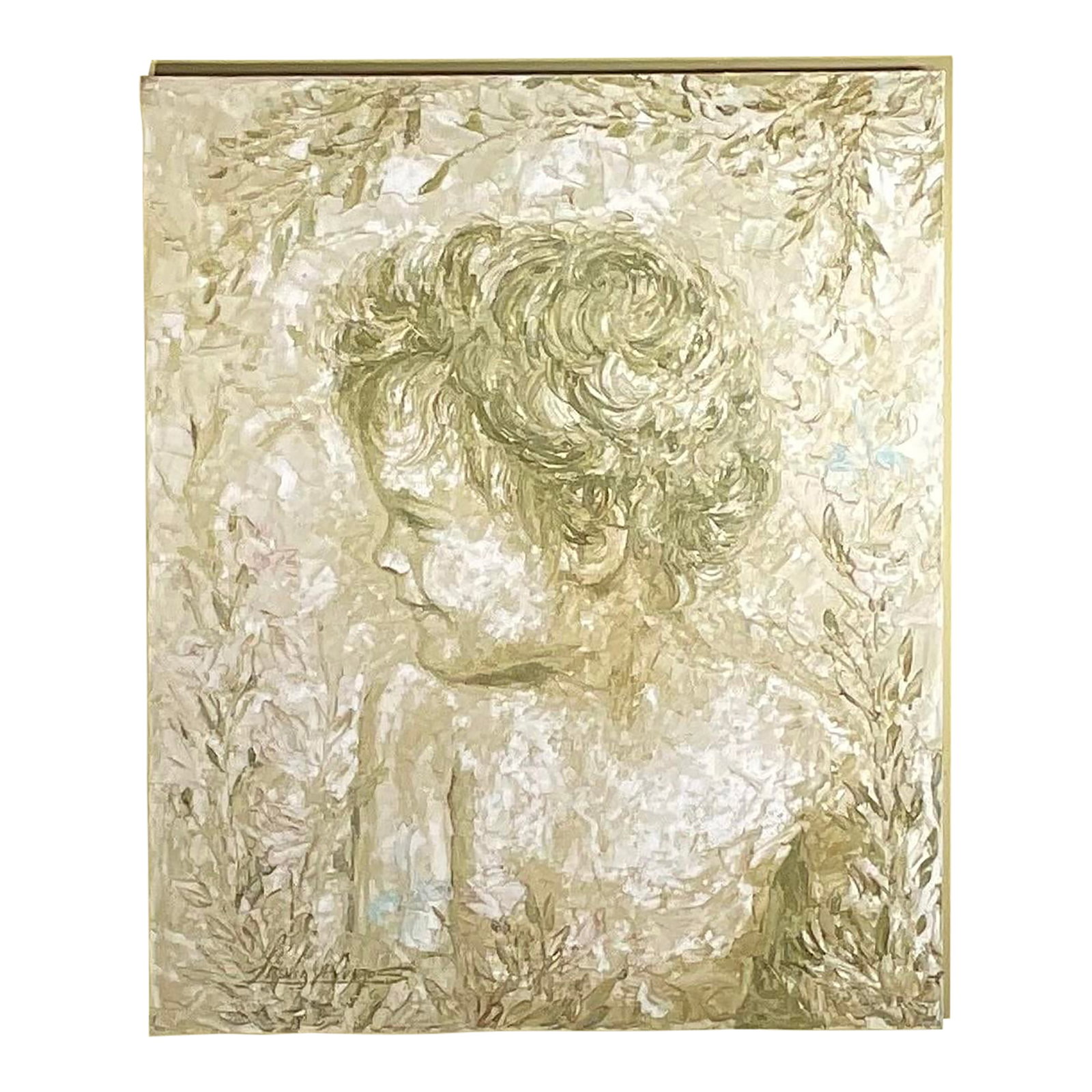 Lesver De Quiros a Cuban Postwar & Contemporary Artist.: Own a moment of timeless beauty with "Whispers of Innocence," an original oil painting on canvas by Cuban artist Lesver de Quiros ,that exudes tranquility and charm. This exquisite piece features a