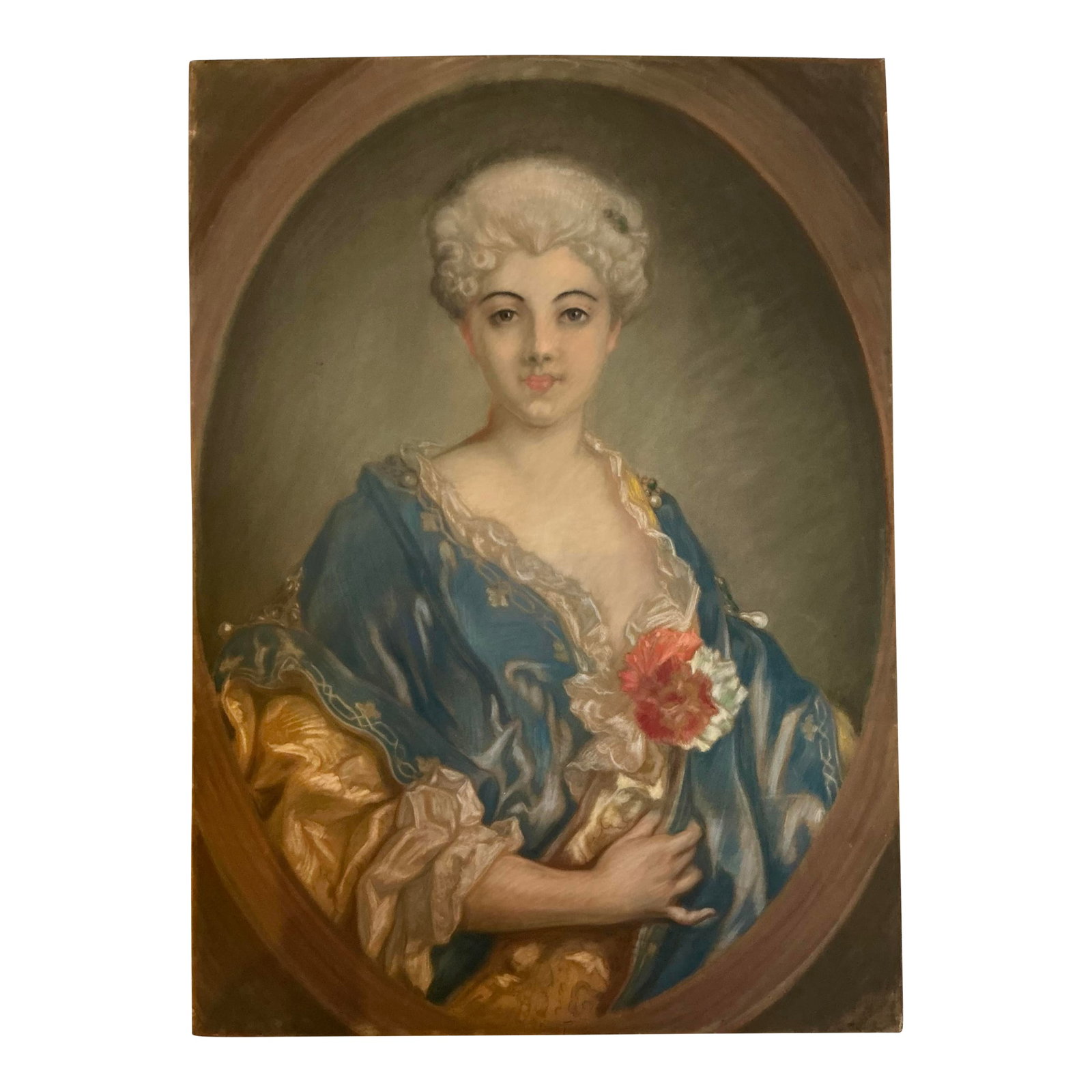 Antique Portrait - Portrait of an Aristocratic Lady - 19th C: Portrait of an Aristocratic Lady Artist: Unsigned Medium: Pastel on Canvas Mounted Paper Era/Year: 19th century Size: 30 x 24 Condition: Overall Very Good Condition: Alterations: Original Condition