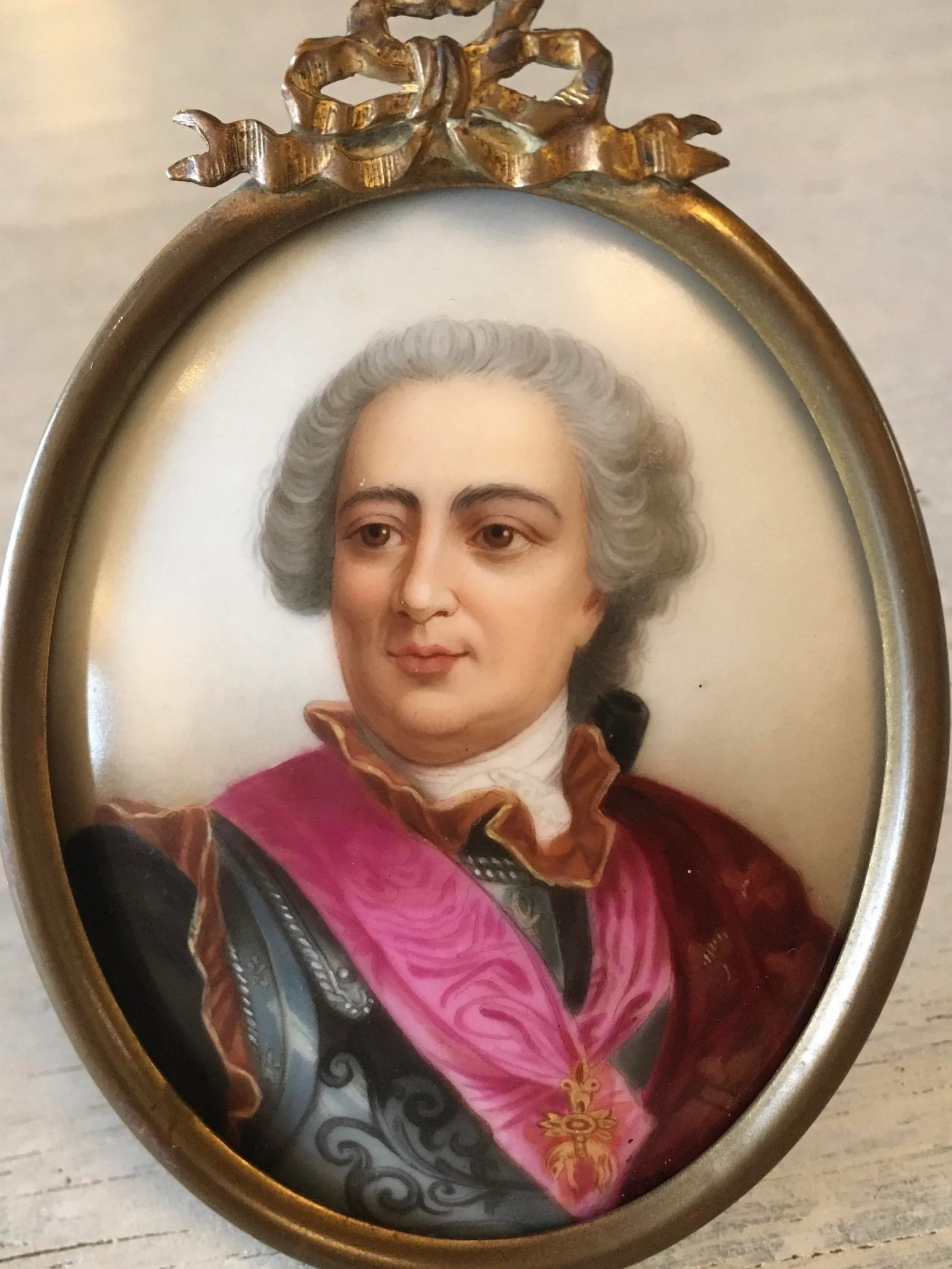 Antique Portrait on Porcelain, Framed - 2