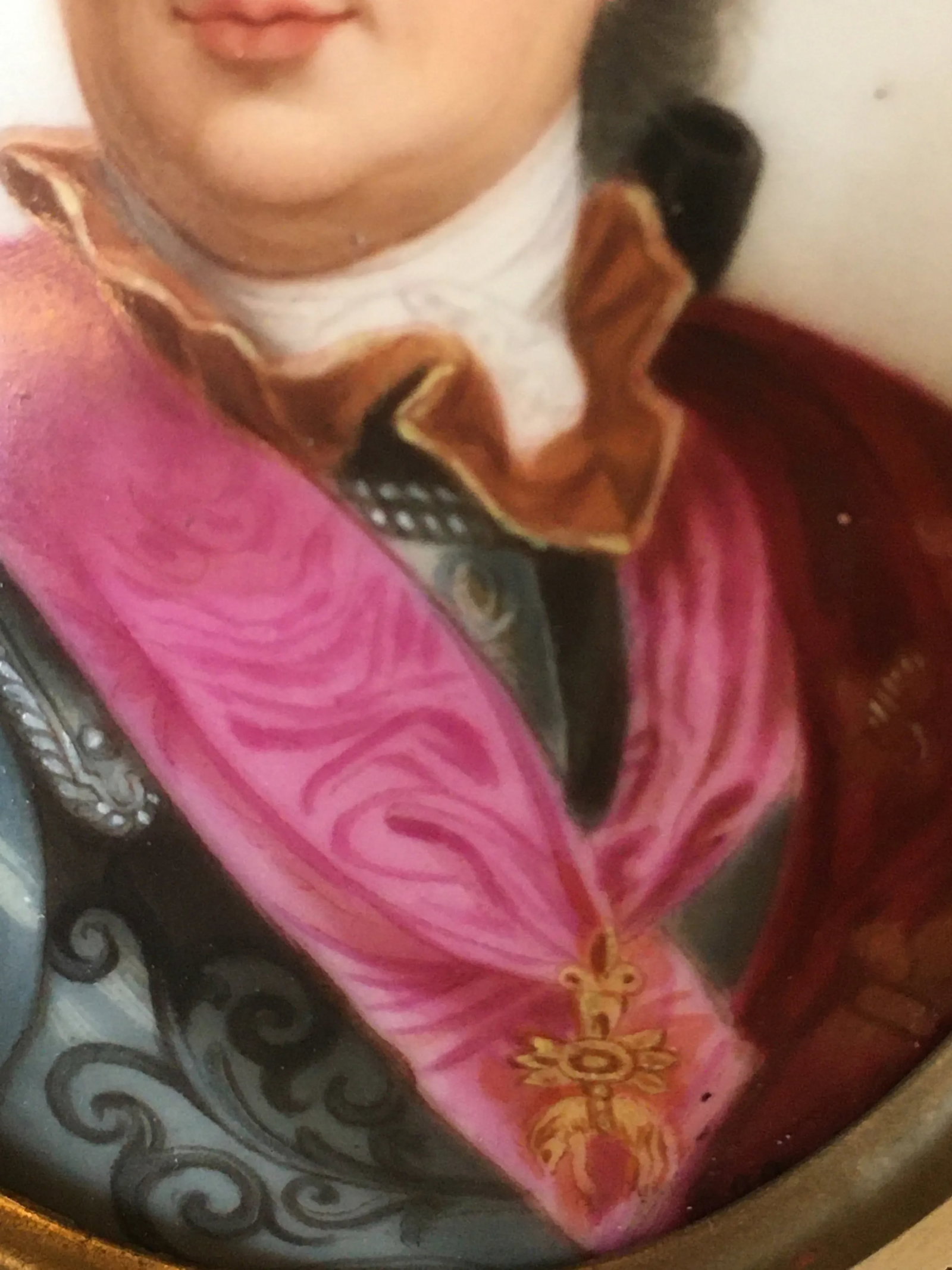 Antique Portrait on Porcelain, Framed - 7