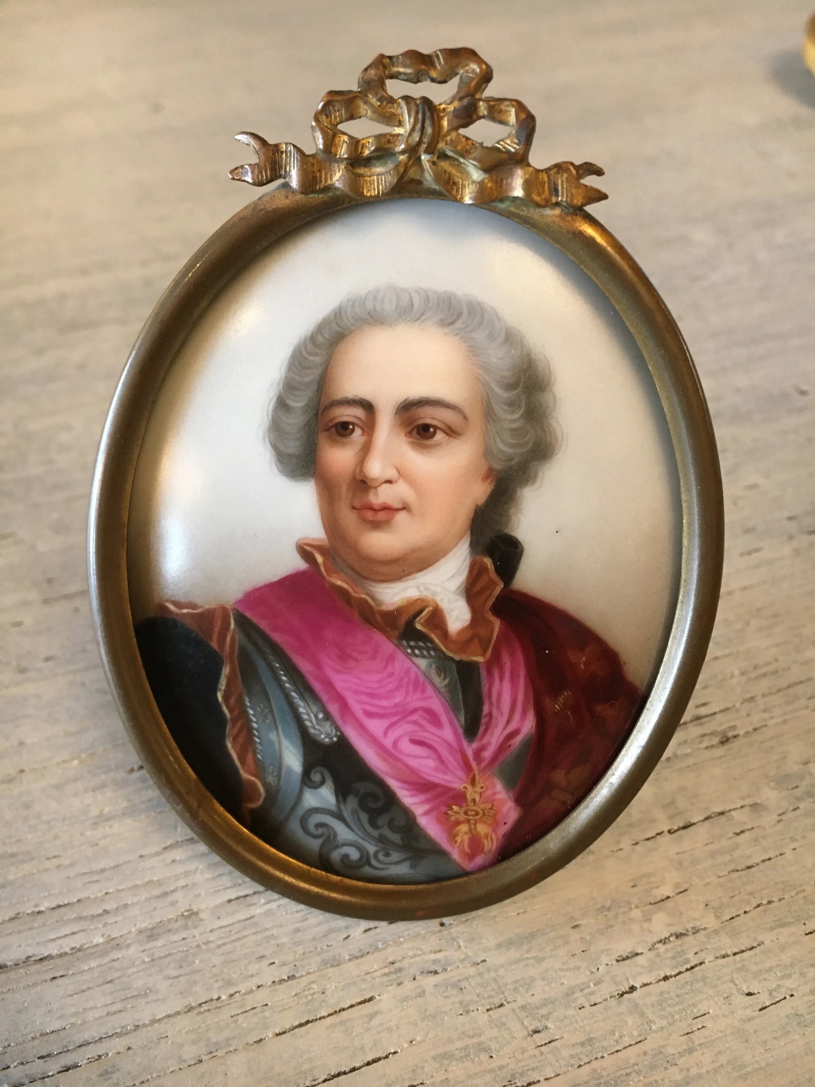 Antique Portrait on Porcelain, Framed - 8