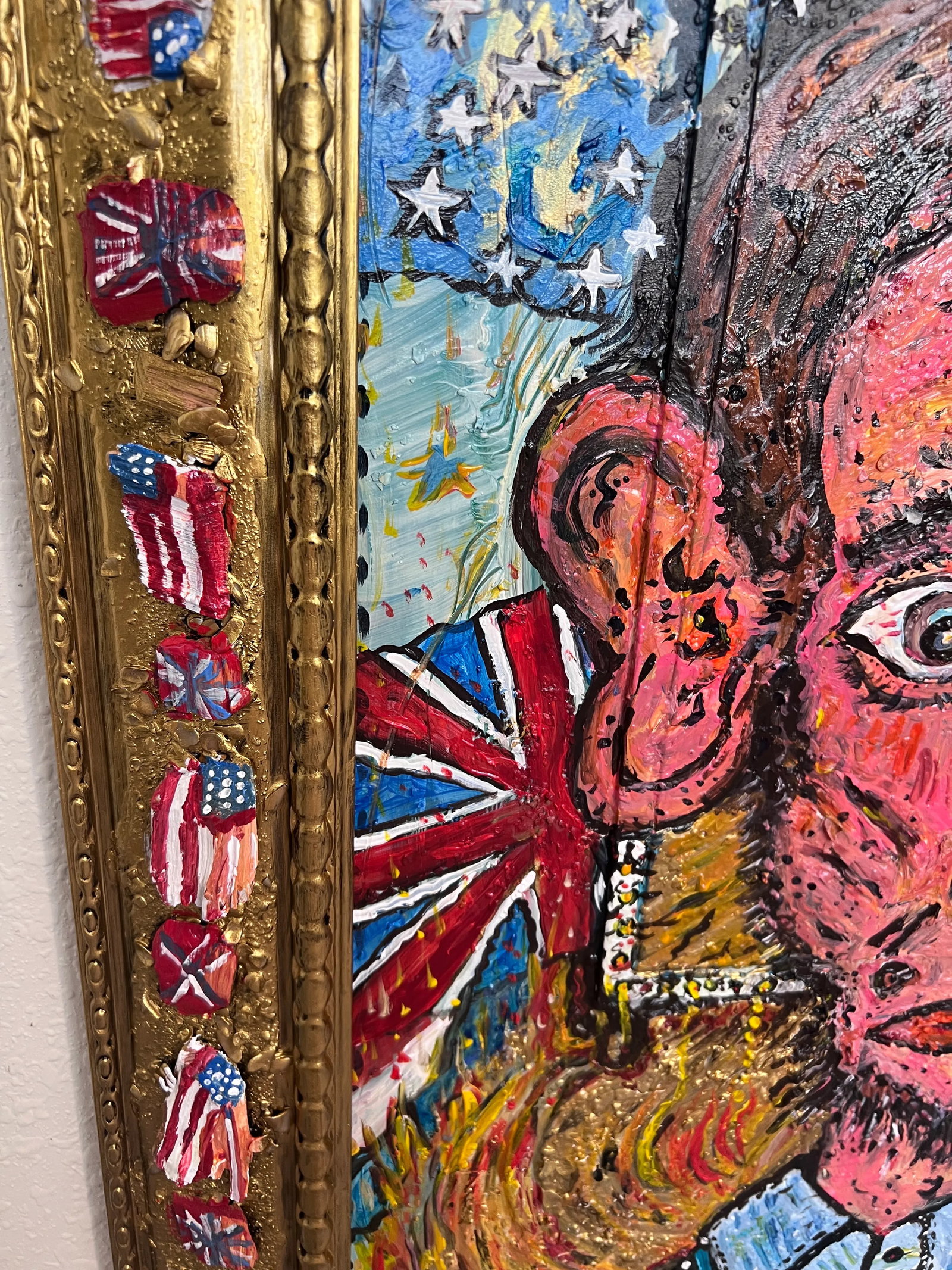 Textured Painting on Canvas by Serg Graff "Portrait of Abraham Lincoln", Coa, Framed - 4