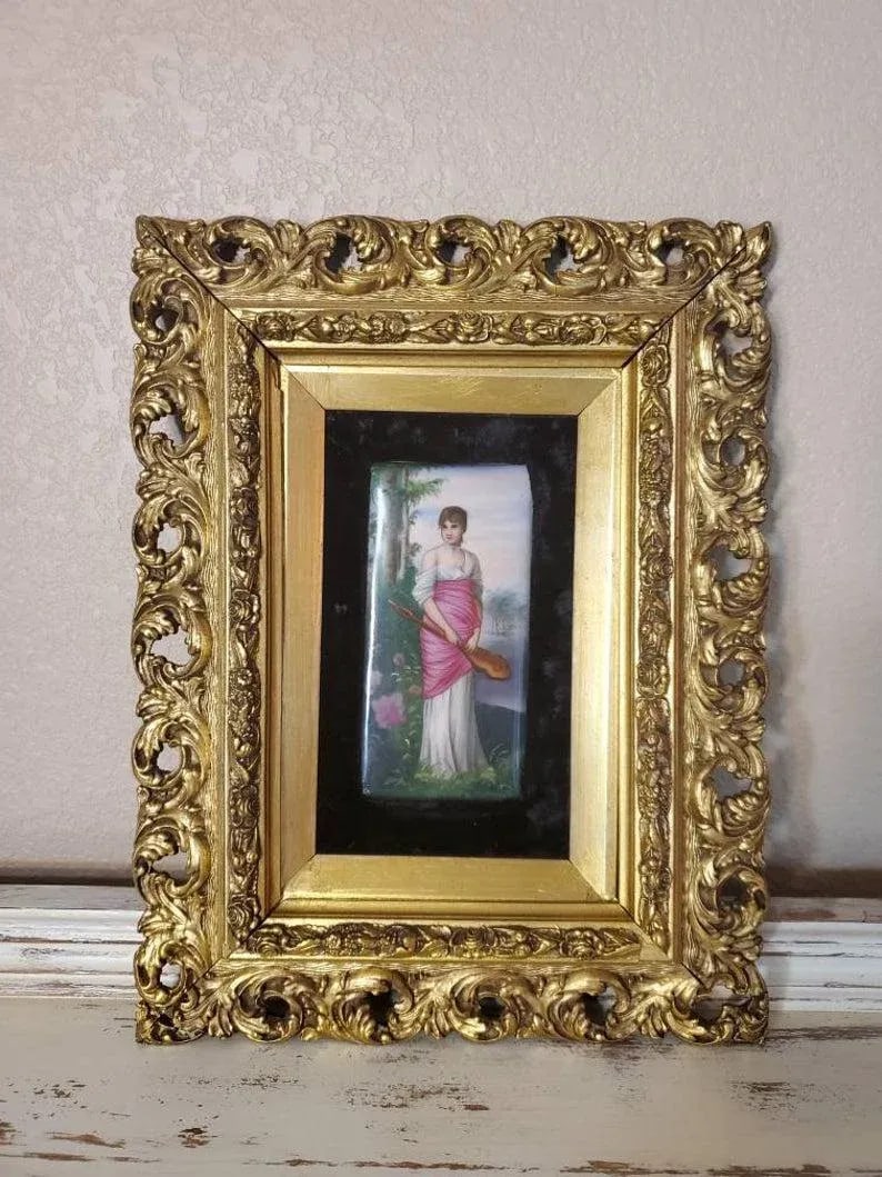 19th Century Kpm Berlin Painted Porcelain Plaque With Giltwood Frame - 11
