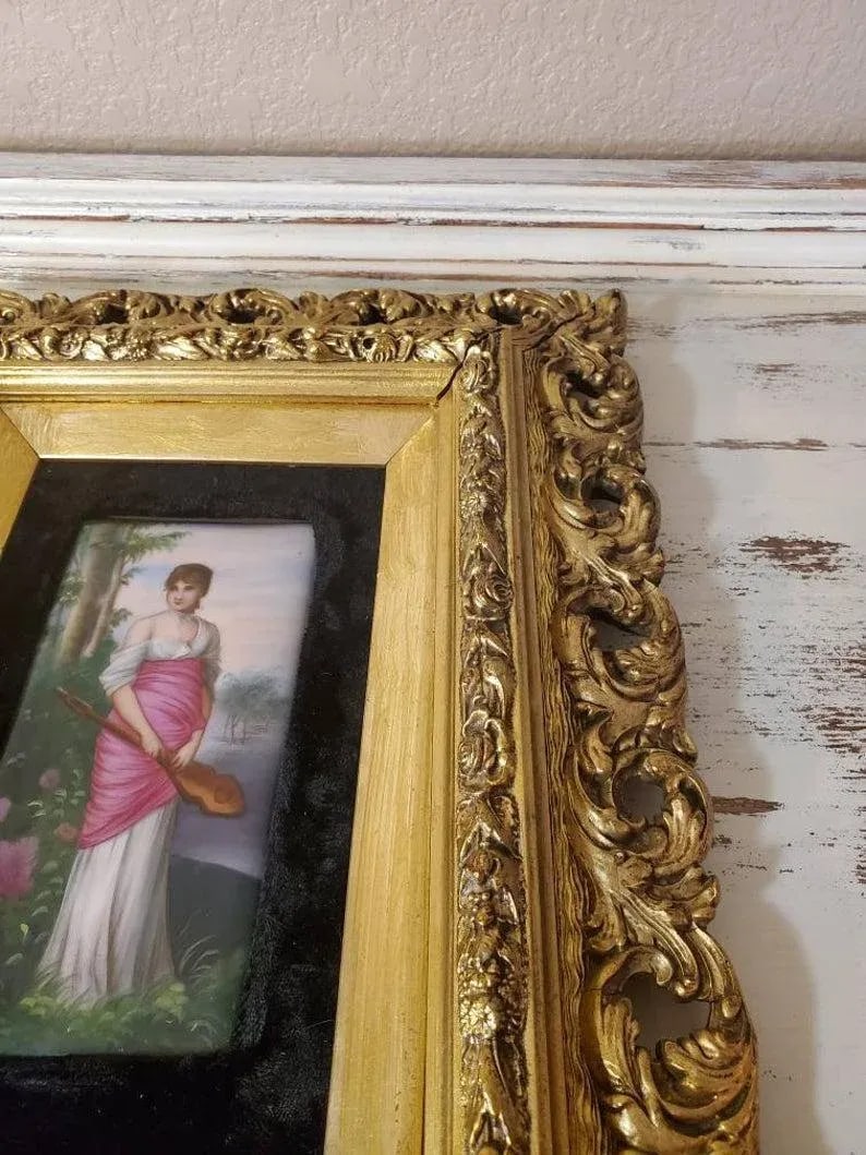 19th Century Kpm Berlin Painted Porcelain Plaque With Giltwood Frame - 6