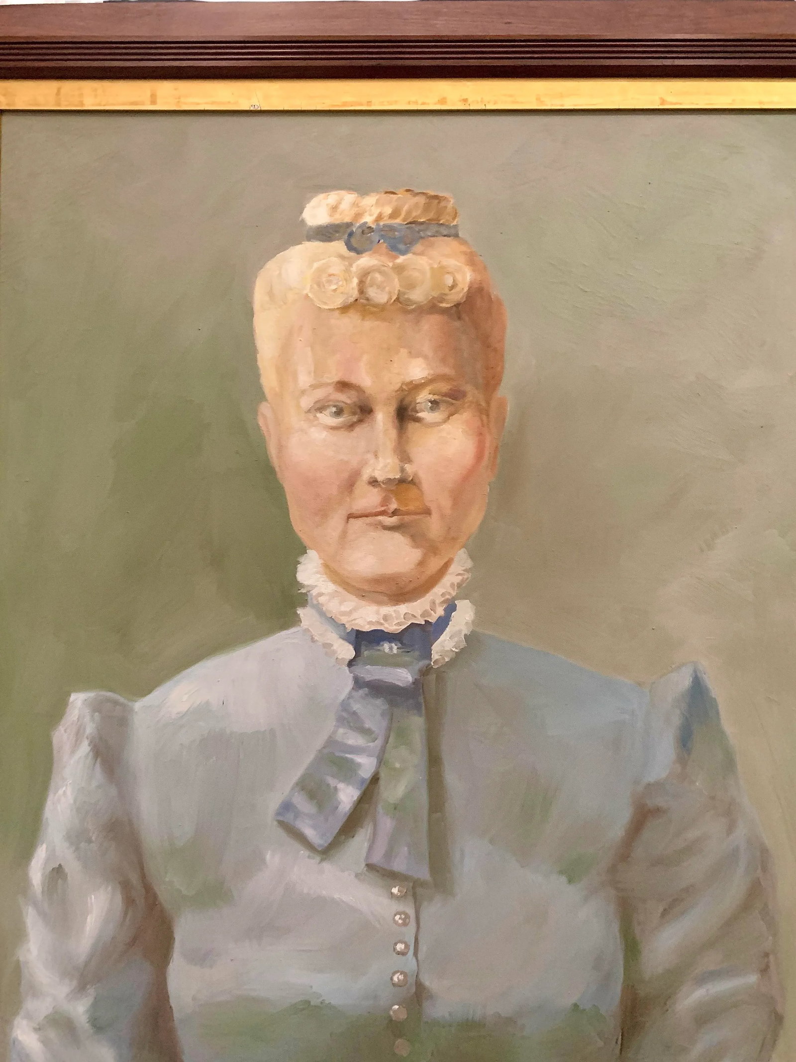 Early 20th Century Painting Elegant Lady Portrait in Victorian Dress Large Oil on Canvas, Framed - 4