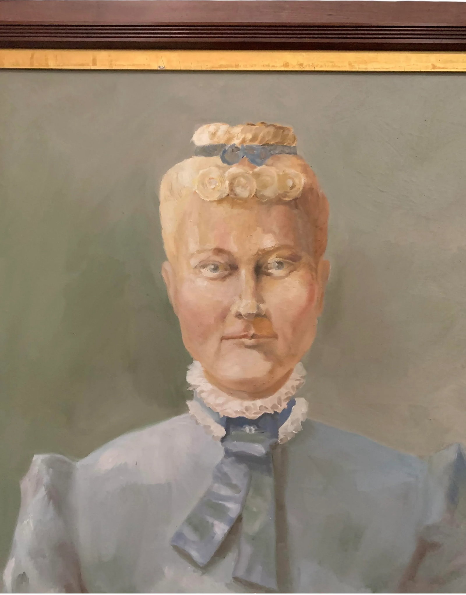 Early 20th Century Painting Elegant Lady Portrait in Victorian Dress Large Oil on Canvas, Framed - 5