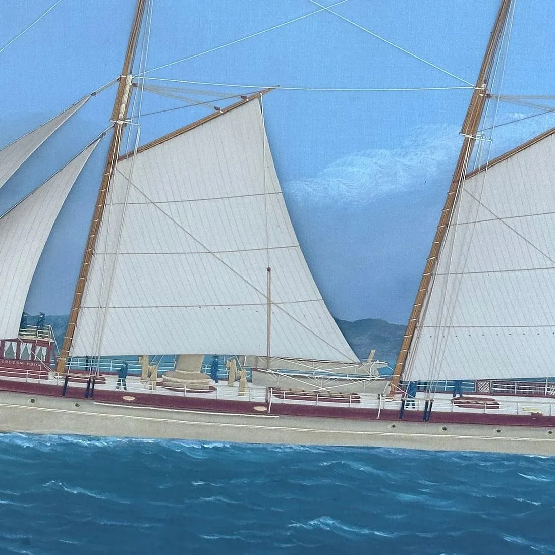 Thomas H. Willis Oil and Silk Needlework Painting, Golden Rod Steam Yacht Portrait - 4