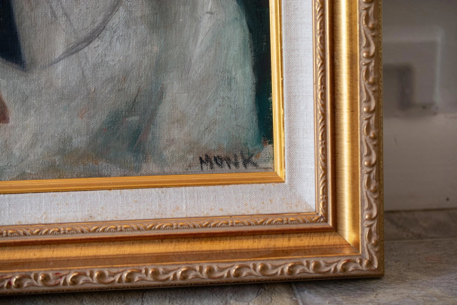 Antique Original Young Lady Portrait Oil Painting in Gilded Frame - 4