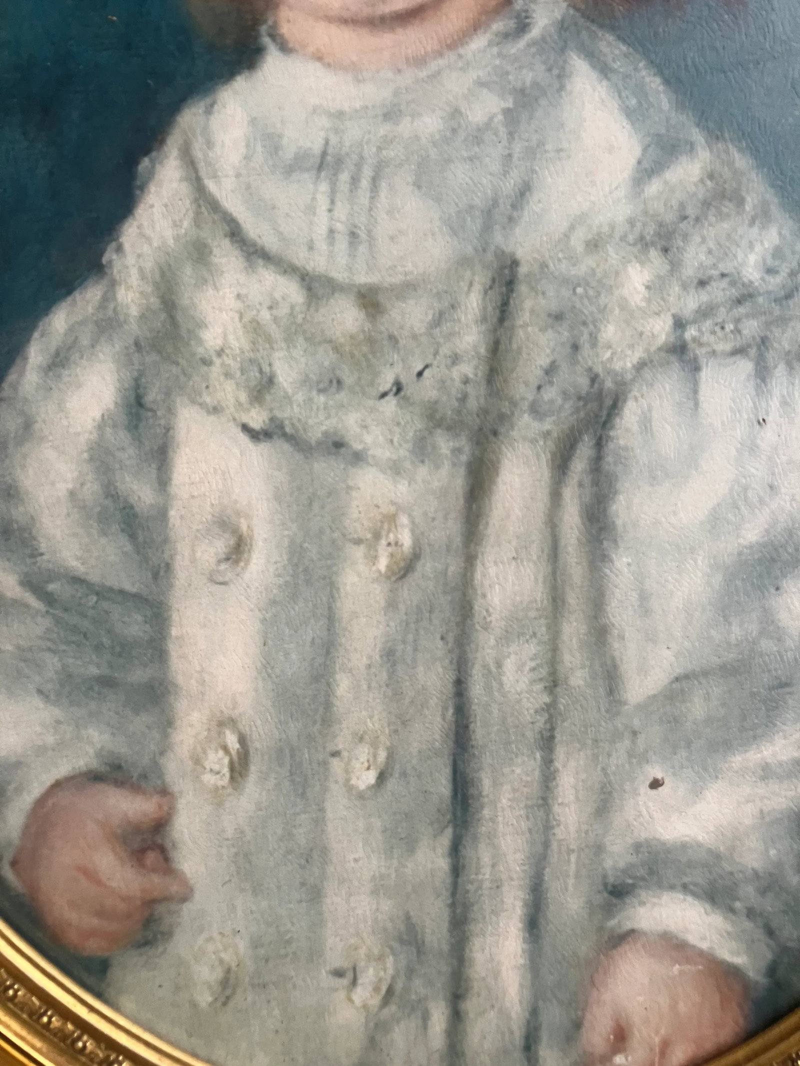 School of Paris, French Oil on Canvas Painting of Young Child Portrait Dressed in Lace Finery, Origi - 4