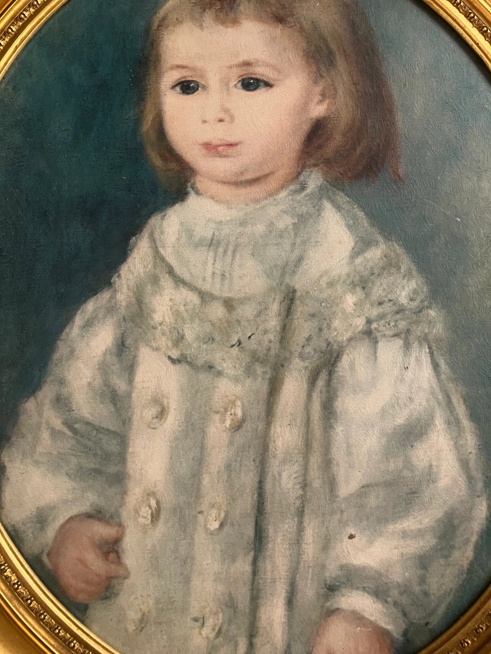 School of Paris, French Oil on Canvas Painting of Young Child Portrait Dressed in Lace Finery, Origi - 8