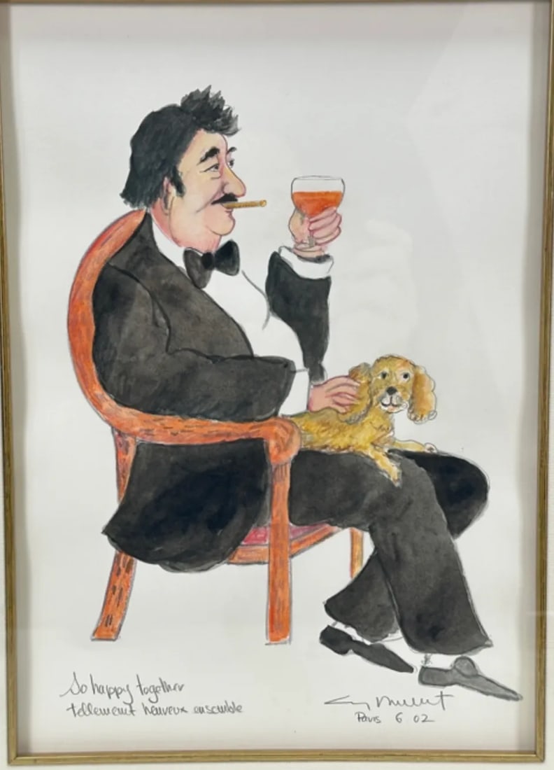 Guy Buffet Original Drawing Titled "So Happy Together" Framed - 3