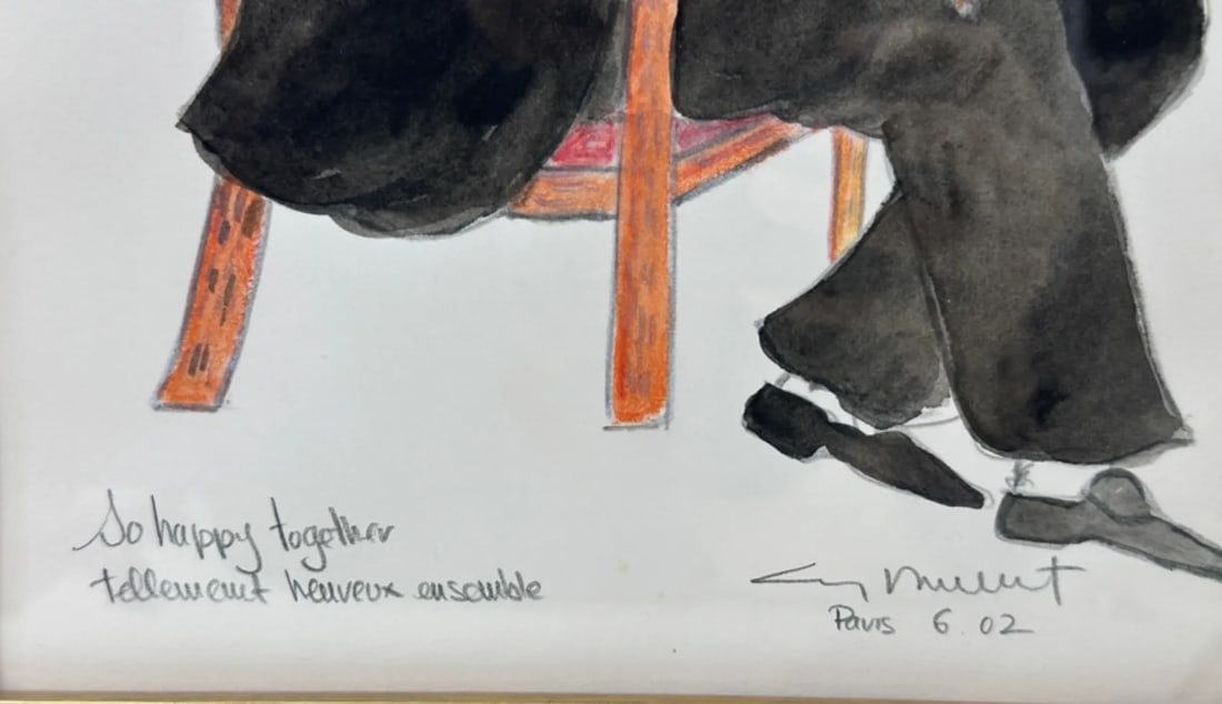Guy Buffet Original Drawing Titled "So Happy Together" Framed - 7
