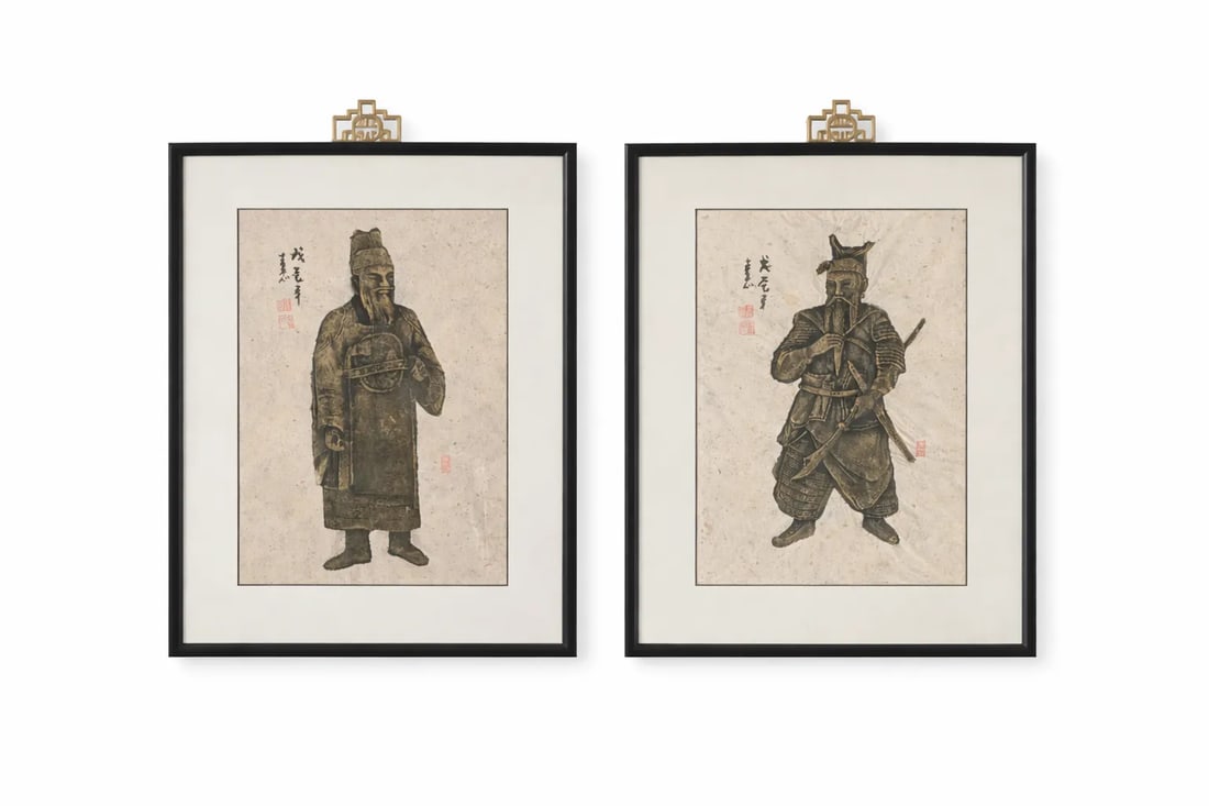 Mid-20th Century Chinese Rubbings - Astronomer & Warrior, After Han Dynasty, a Pair - 13