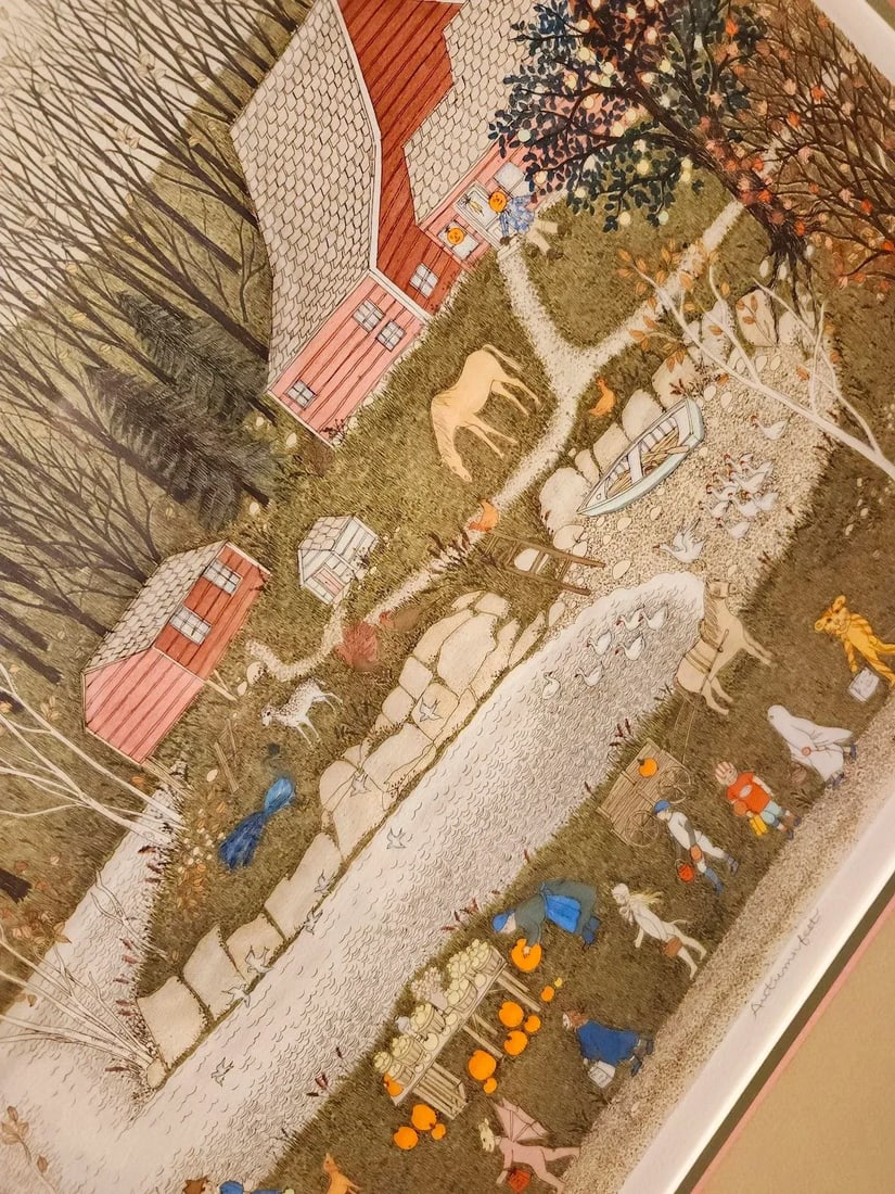 Cuca Romley b.1933 Signed Folk Art American Lifestyle Painted Etched Drawing of 20th Century - 11