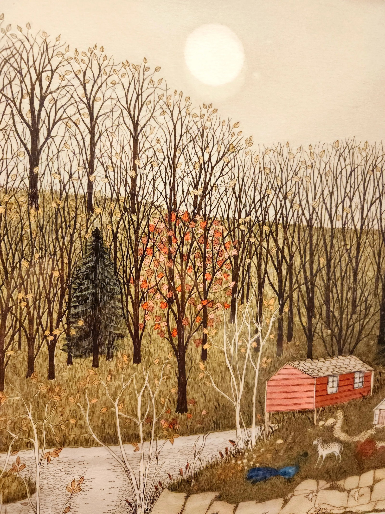 Cuca Romley b.1933 Signed Folk Art American Lifestyle Painted Etched Drawing of 20th Century - 12