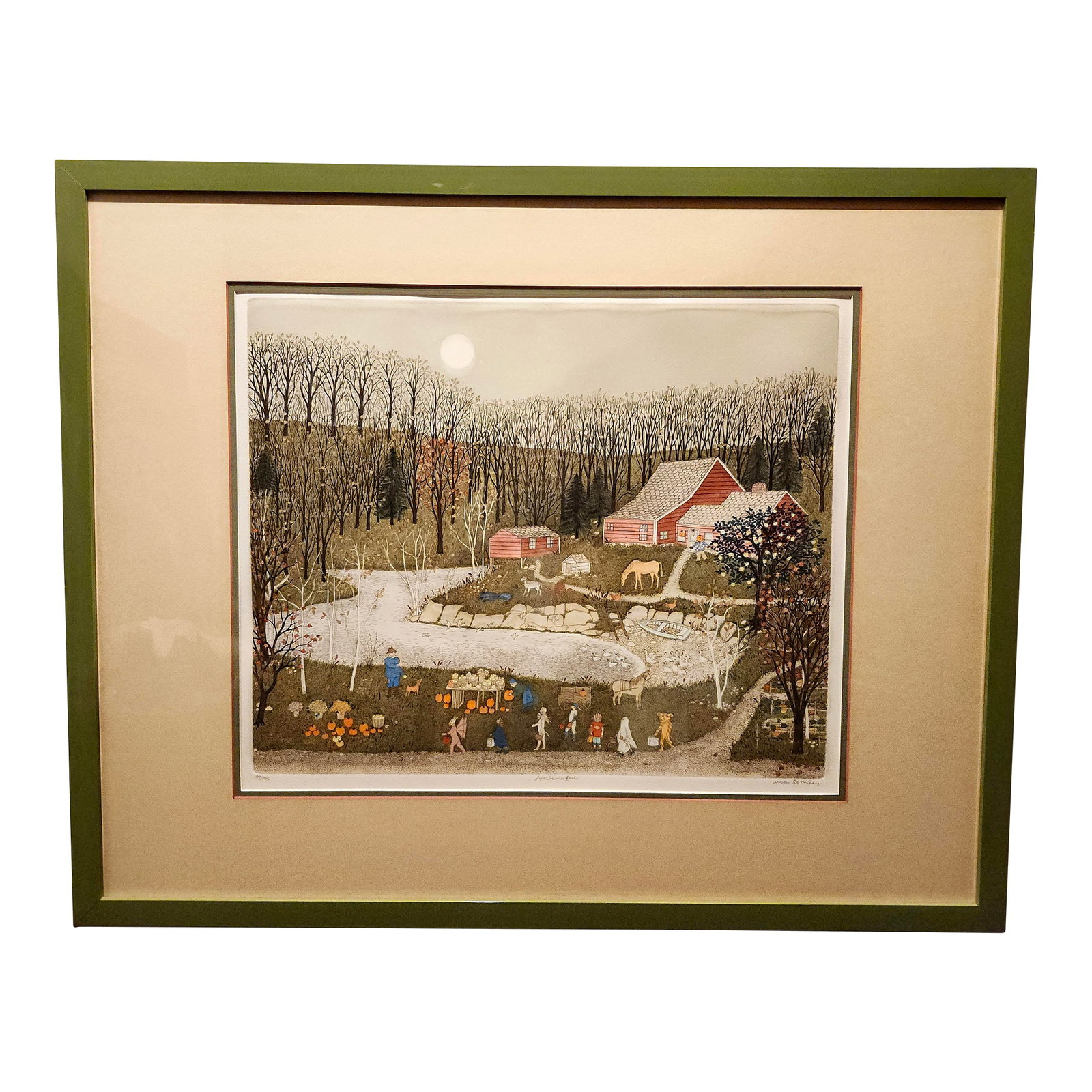 Cuca Romley b.1933 Signed Folk Art American Lifestyle Painted Etched Drawing of 20th Century (1 of 18)