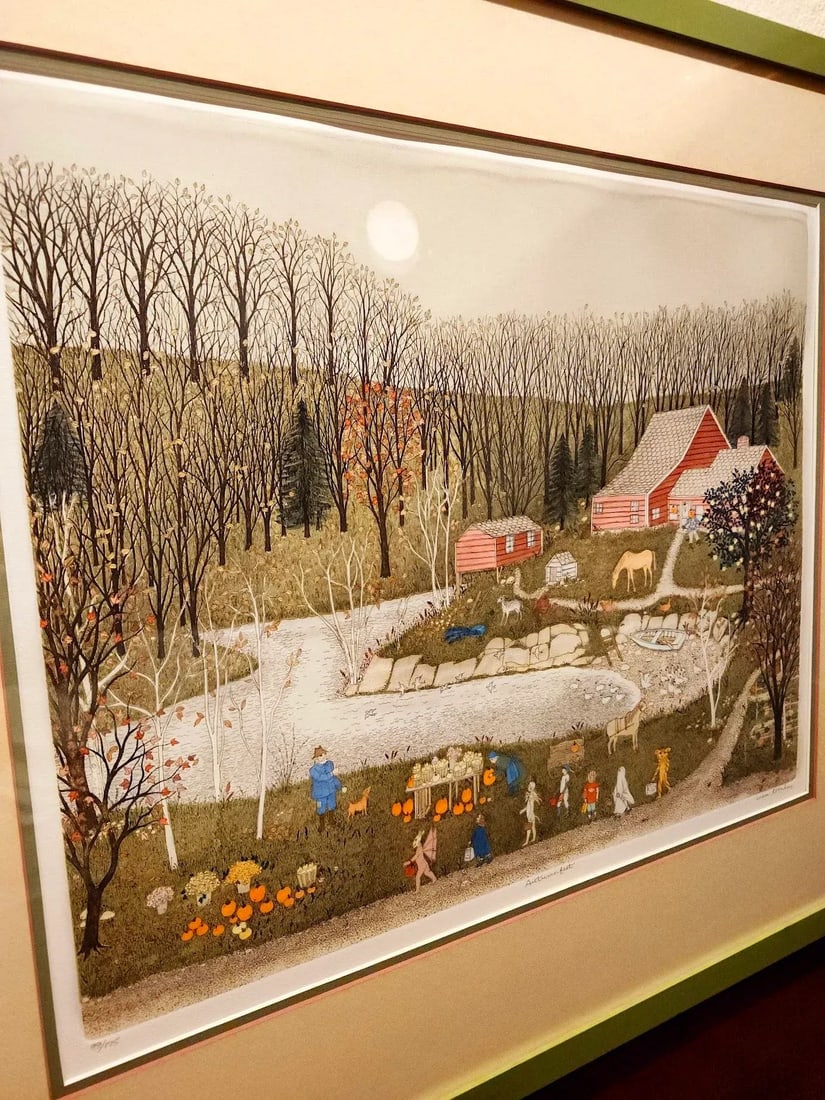 Cuca Romley b.1933 Signed Folk Art American Lifestyle Painted Etched Drawing of 20th Century - 2
