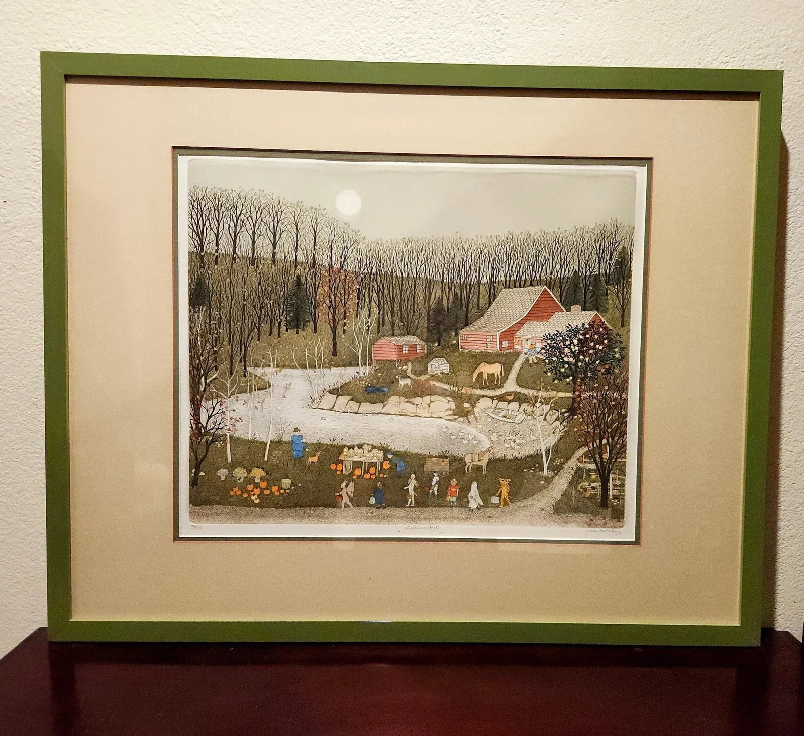 Cuca Romley b.1933 Signed Folk Art American Lifestyle Painted Etched Drawing of 20th Century - 3