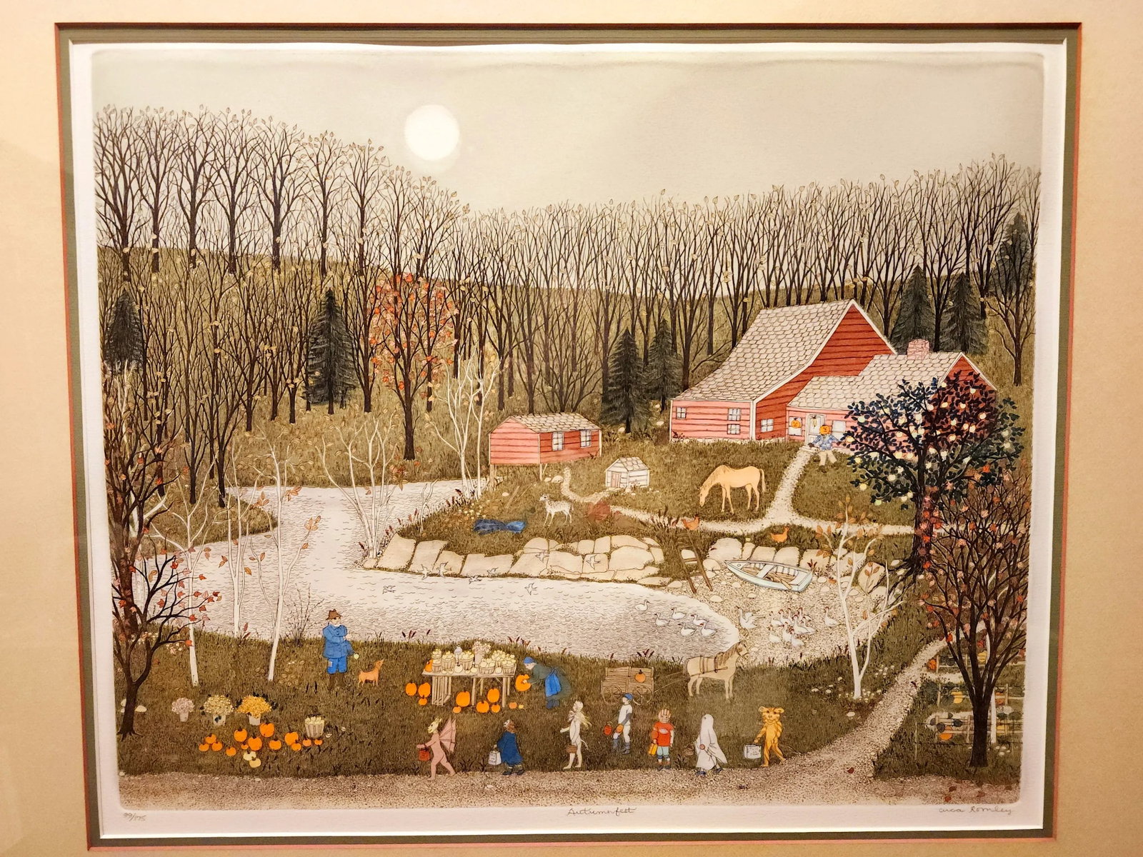 Cuca Romley b.1933 Signed Folk Art American Lifestyle Painted Etched Drawing of 20th Century - 5