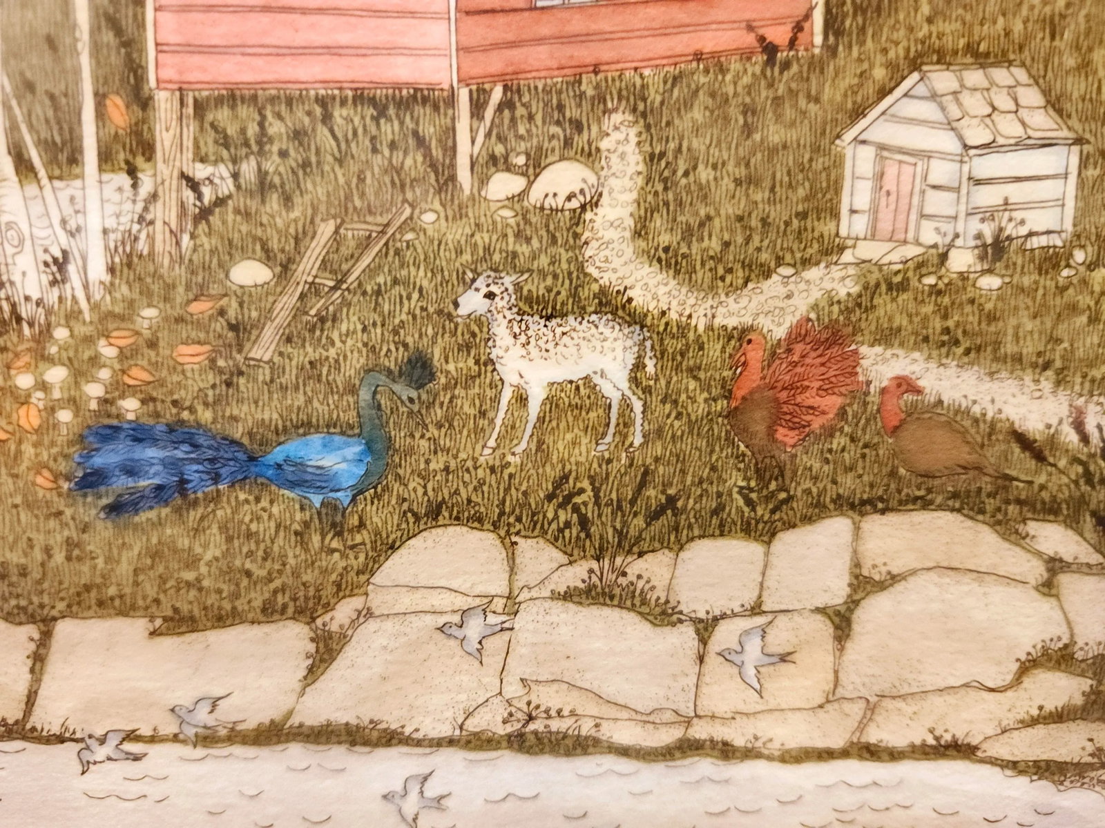 Cuca Romley b.1933 Signed Folk Art American Lifestyle Painted Etched Drawing of 20th Century - 6