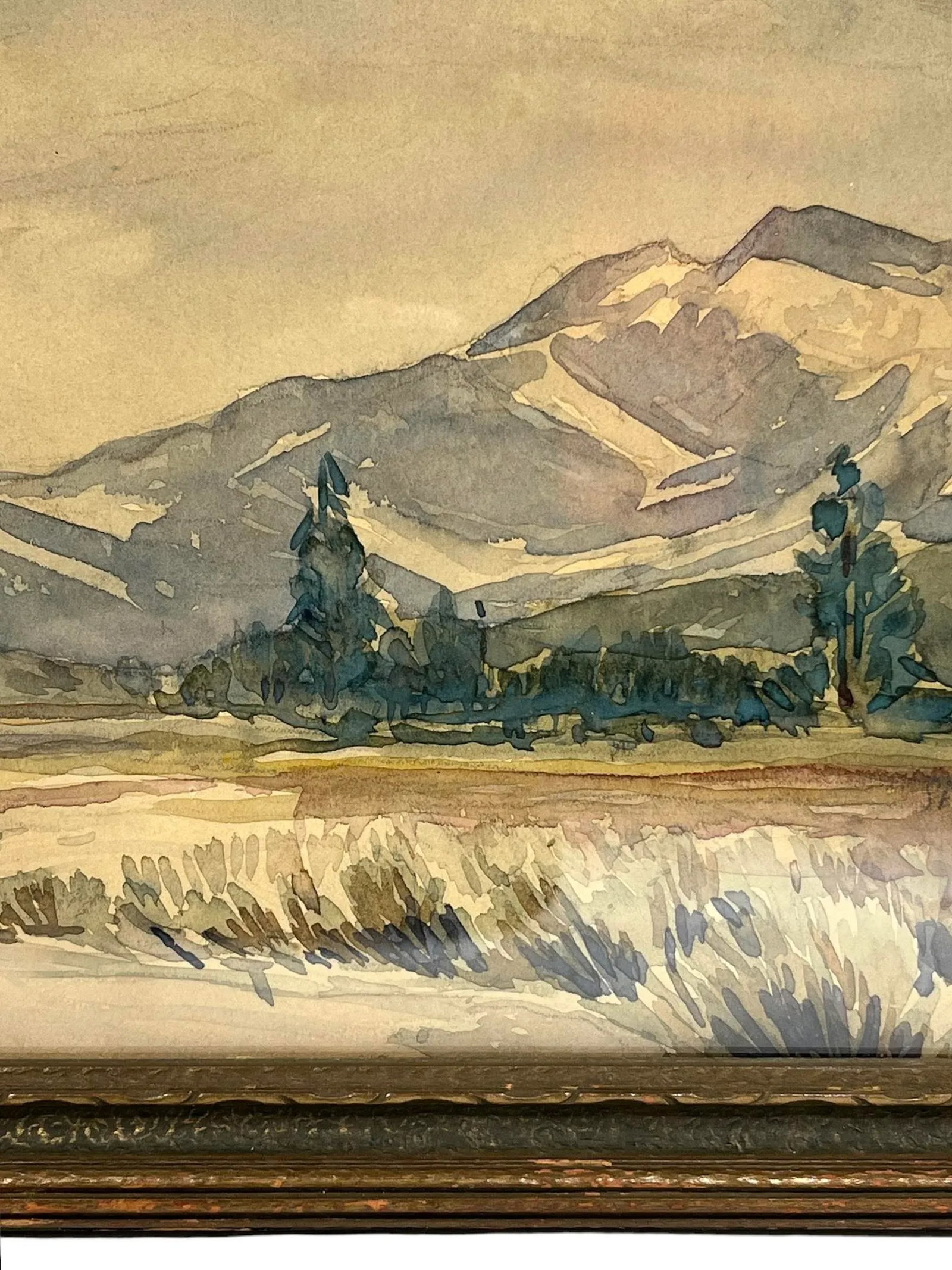 1940s Vintage American Desert Watercolor on Board. Signed, Framed - 2
