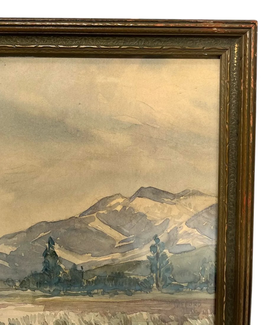 1940s Vintage American Desert Watercolor on Board. Signed, Framed - 3