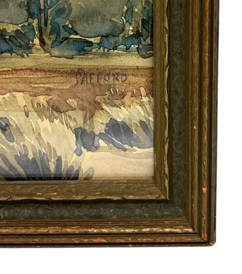 1940s Vintage American Desert Watercolor on Board. Signed, Framed - 5