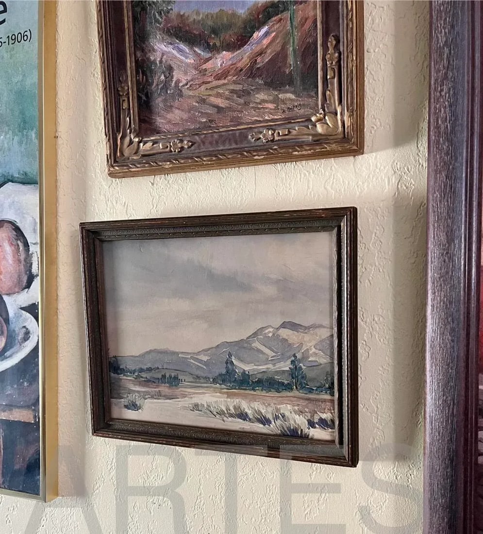 1940s Vintage American Desert Watercolor on Board. Signed, Framed - 8