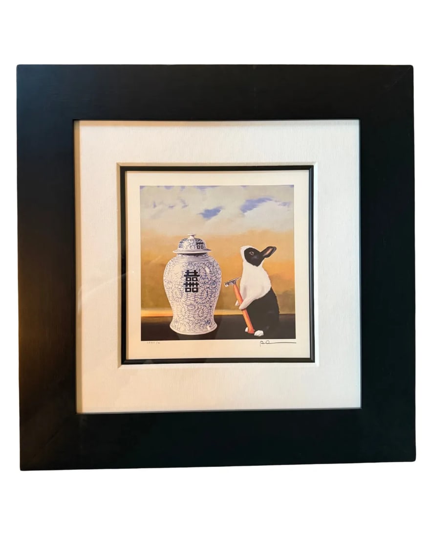 Robert Deyber Authentic Lithograph Framed Hand Signed Numbered Bad Hare Day (Vase) - 3
