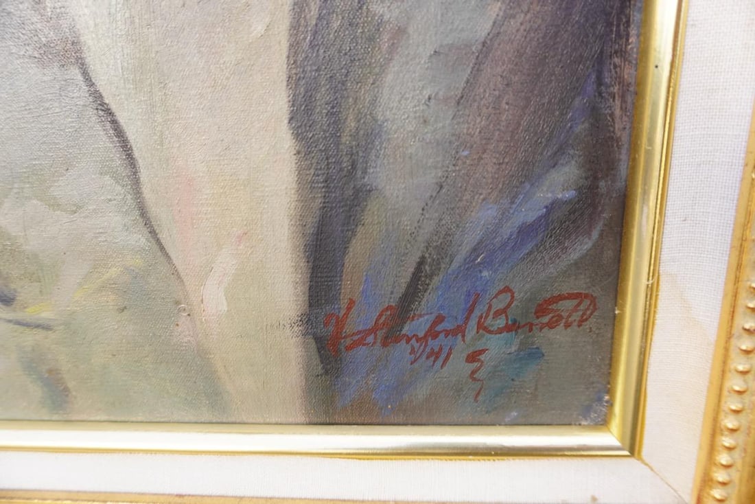 H. Stanford Barrett, Pouty Lip Man c.1941, Oil on Canvas, Framed - 3
