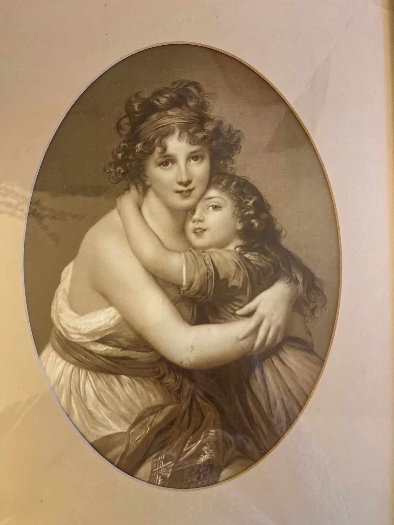 1920s French Art - Lithograph Mother & Daughter Self Portrait by Madame Vigee Le Brun - 2