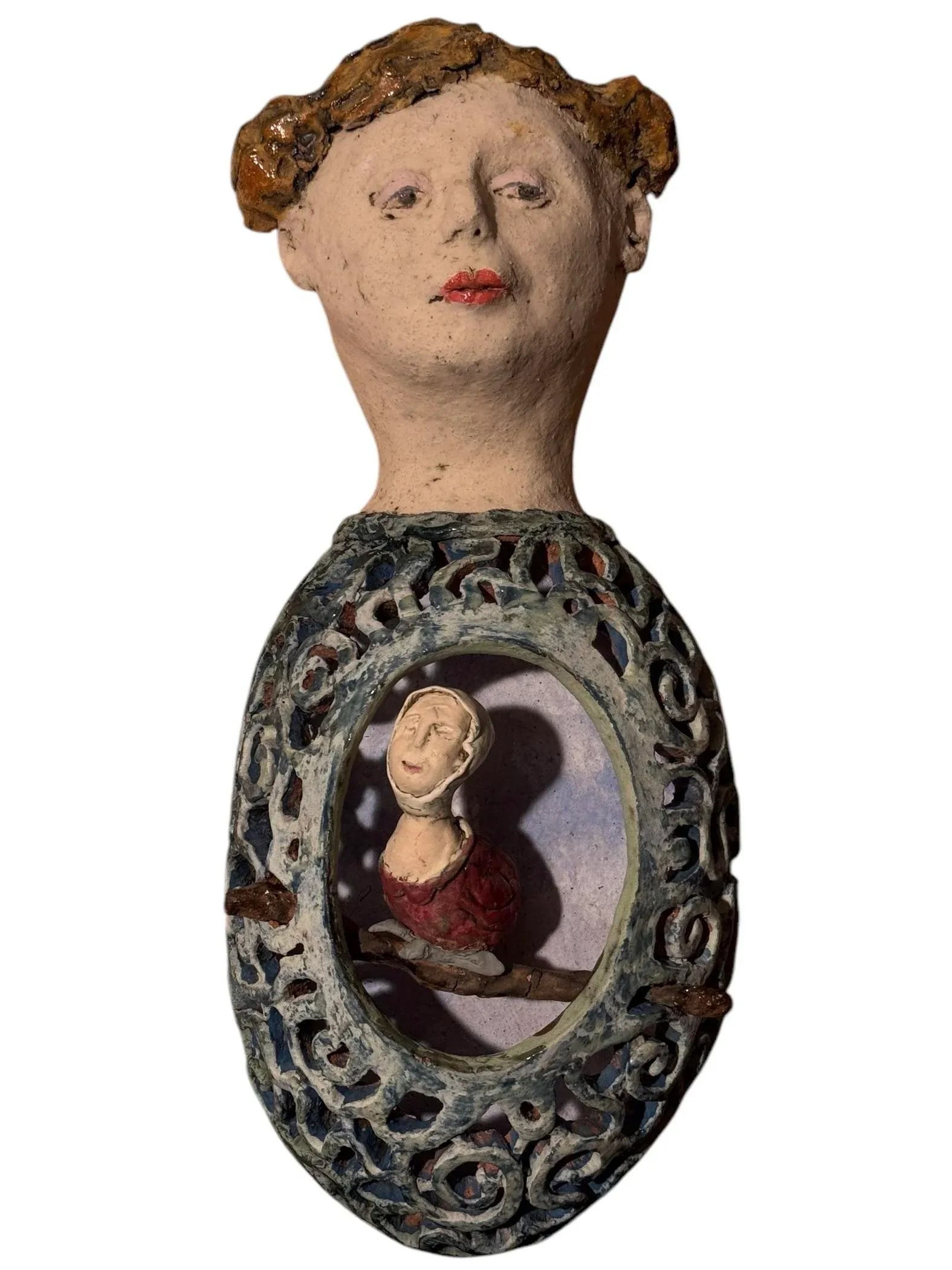 Early 21st Century Surrealist Portraiture Sculpture by Paula Collins of Rempalski Ceramics - 2