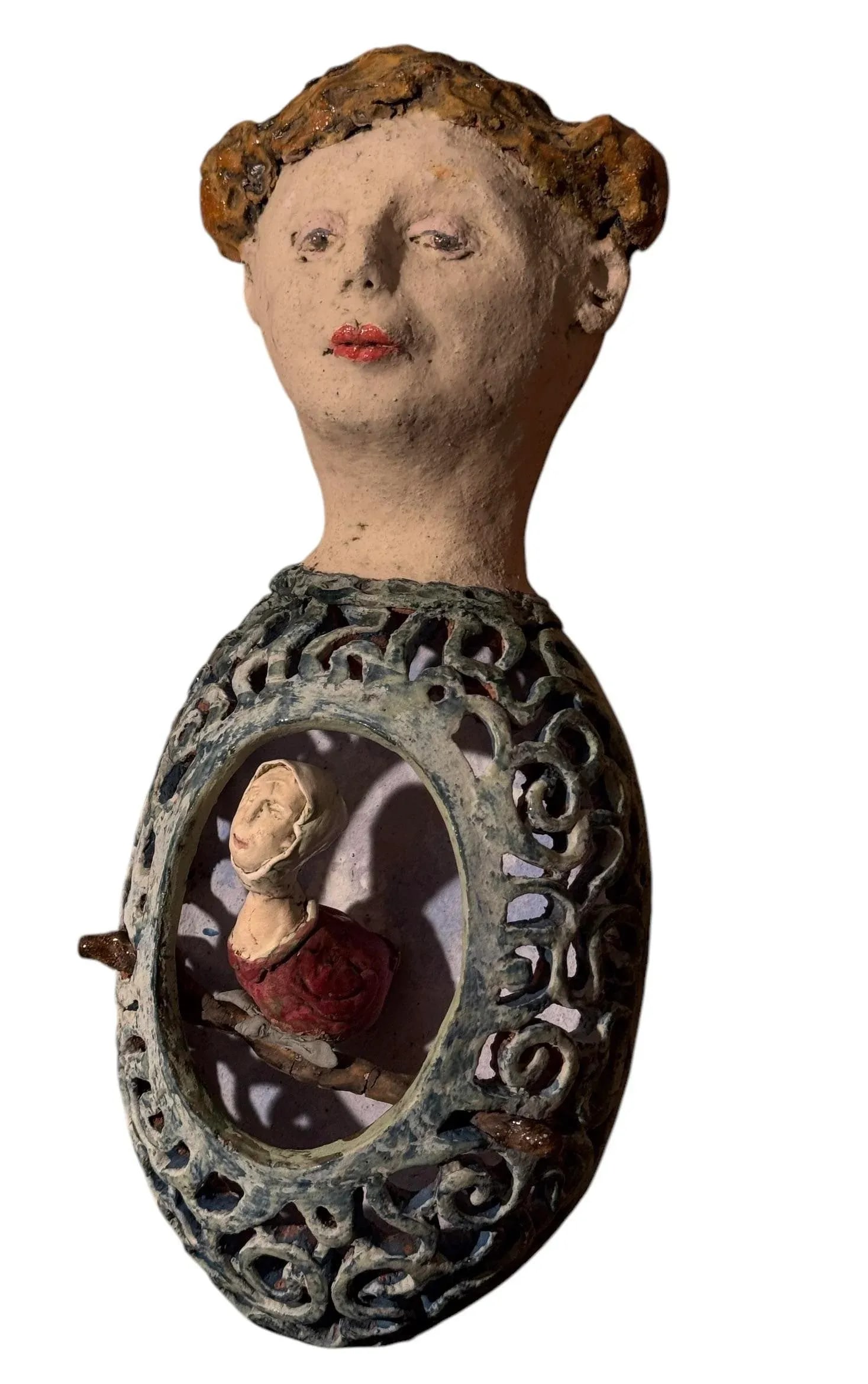 Early 21st Century Surrealist Portraiture Sculpture by Paula Collins of Rempalski Ceramics - 4
