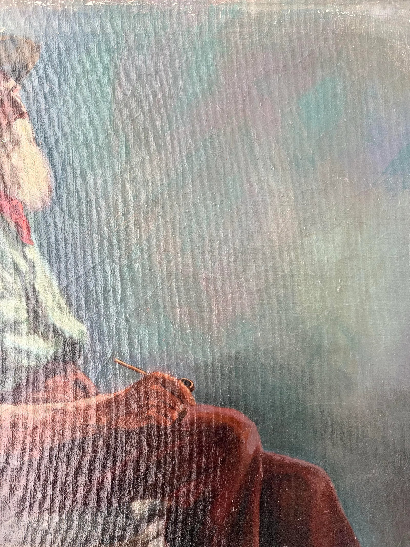 Vintage Acrylic on Canvas Portrait of an Elderly Man - 2