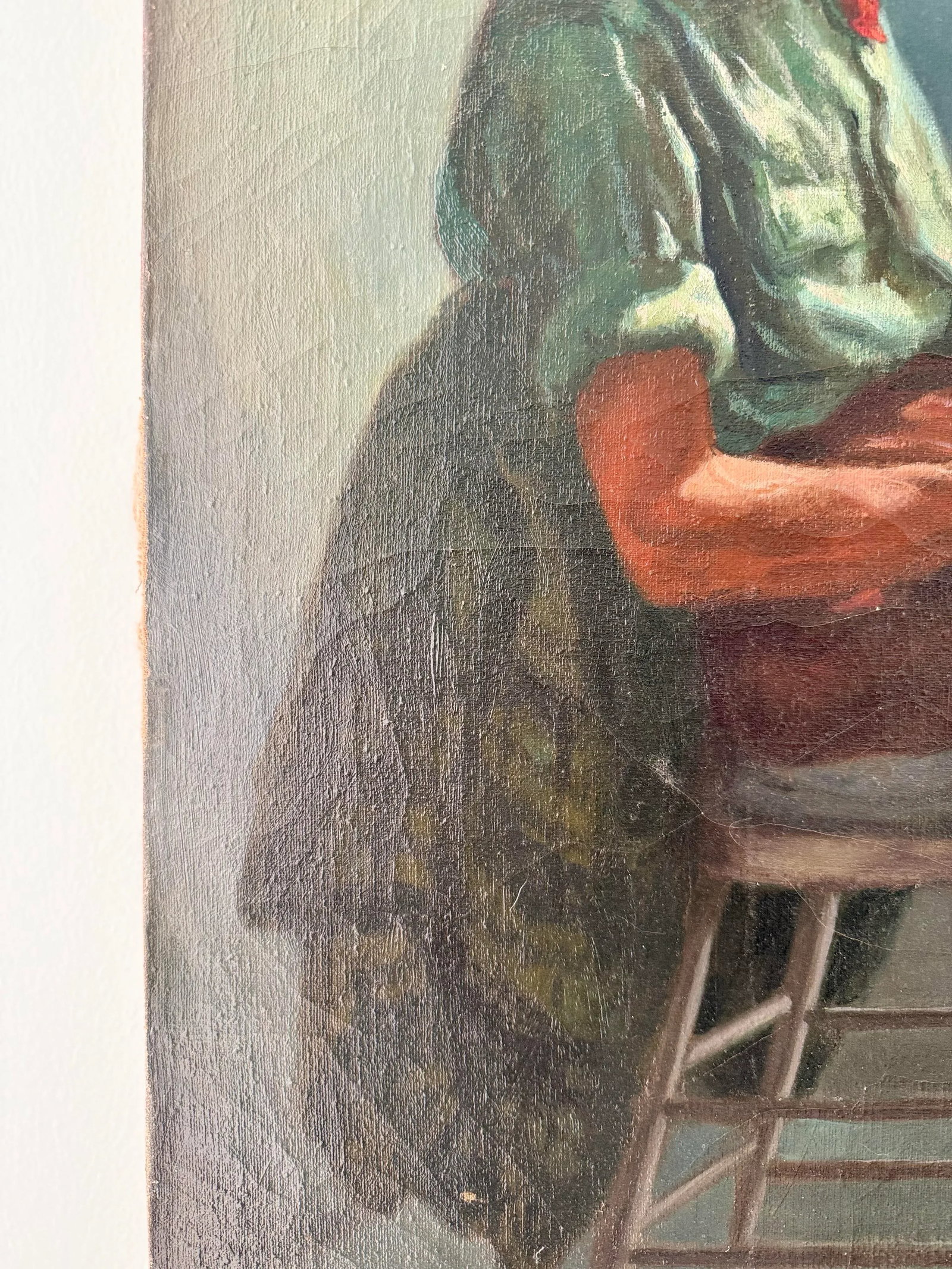 Vintage Acrylic on Canvas Portrait of an Elderly Man - 7
