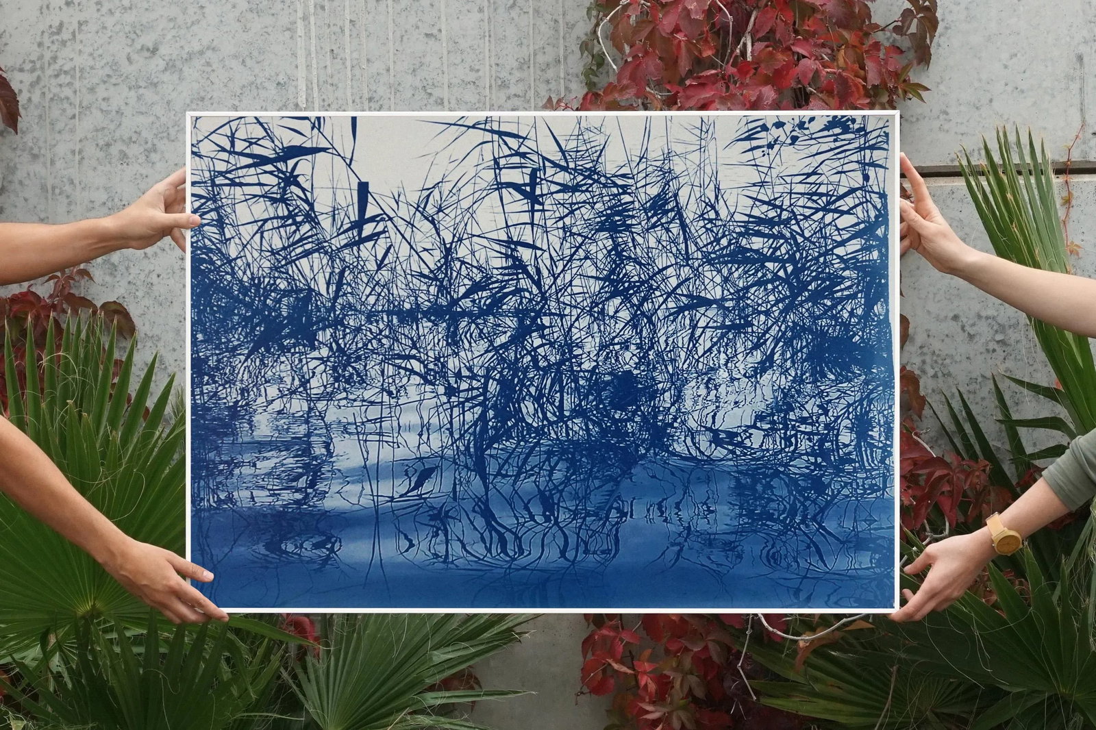 Contemporary Cyanotype on Watercolor Paper, "Mystic Louisiana Marsh" - 3
