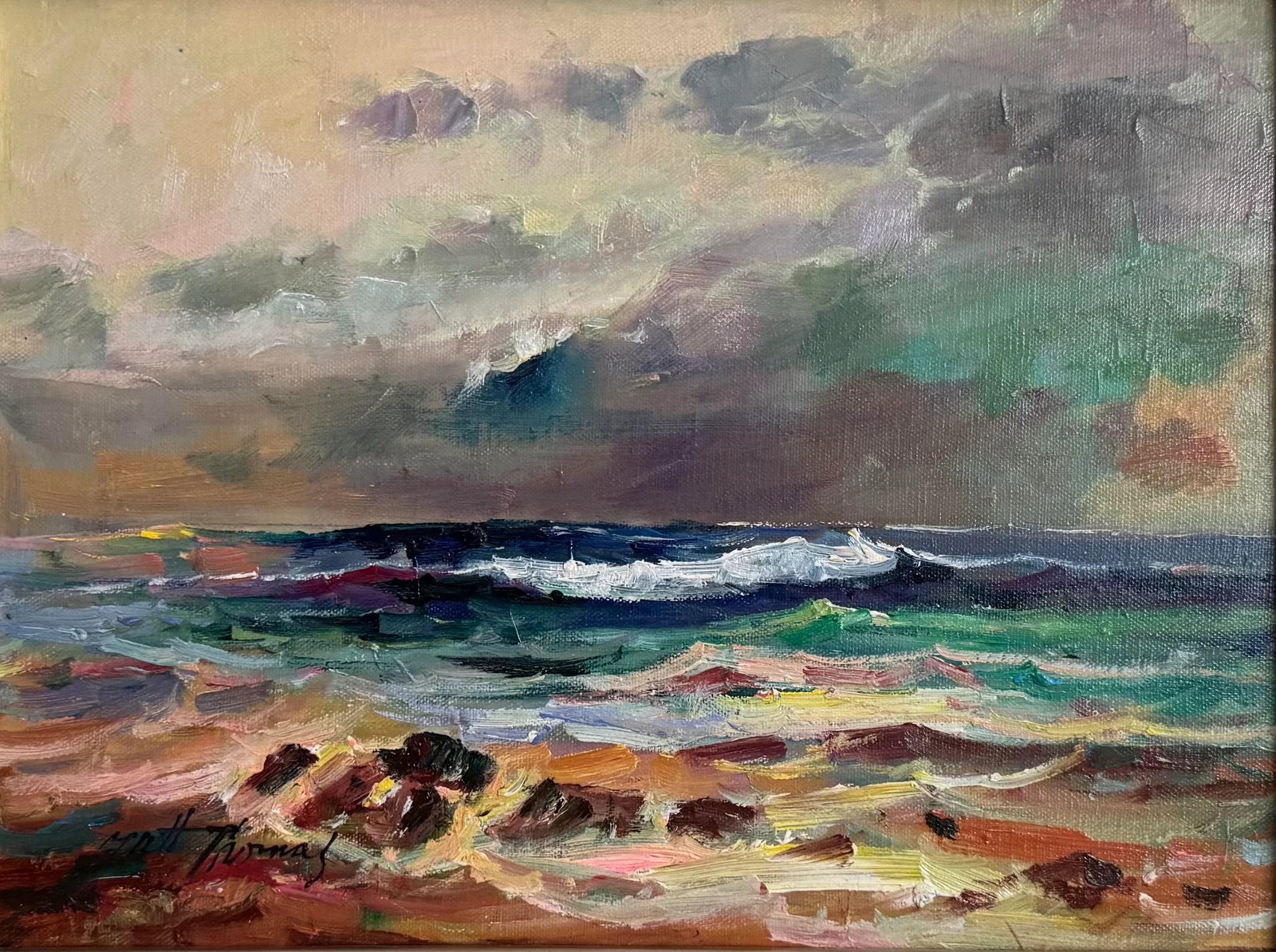 Matt Thomas Seascape, Framed Oil on Canvas Original Composition - 2