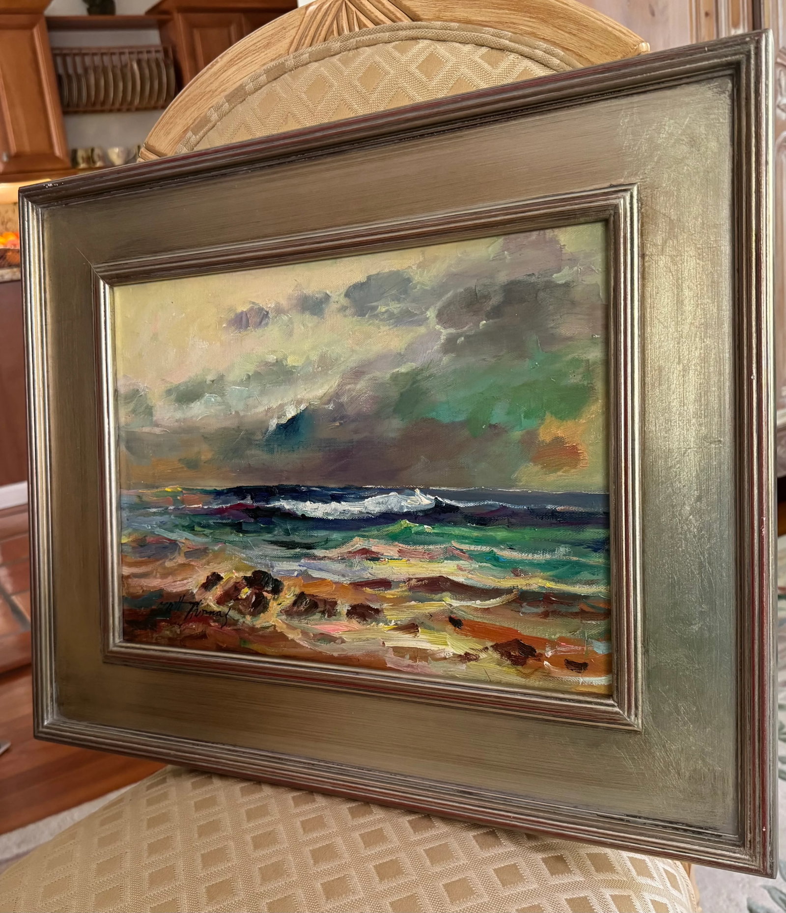 Matt Thomas Seascape, Framed Oil on Canvas Original Composition - 3