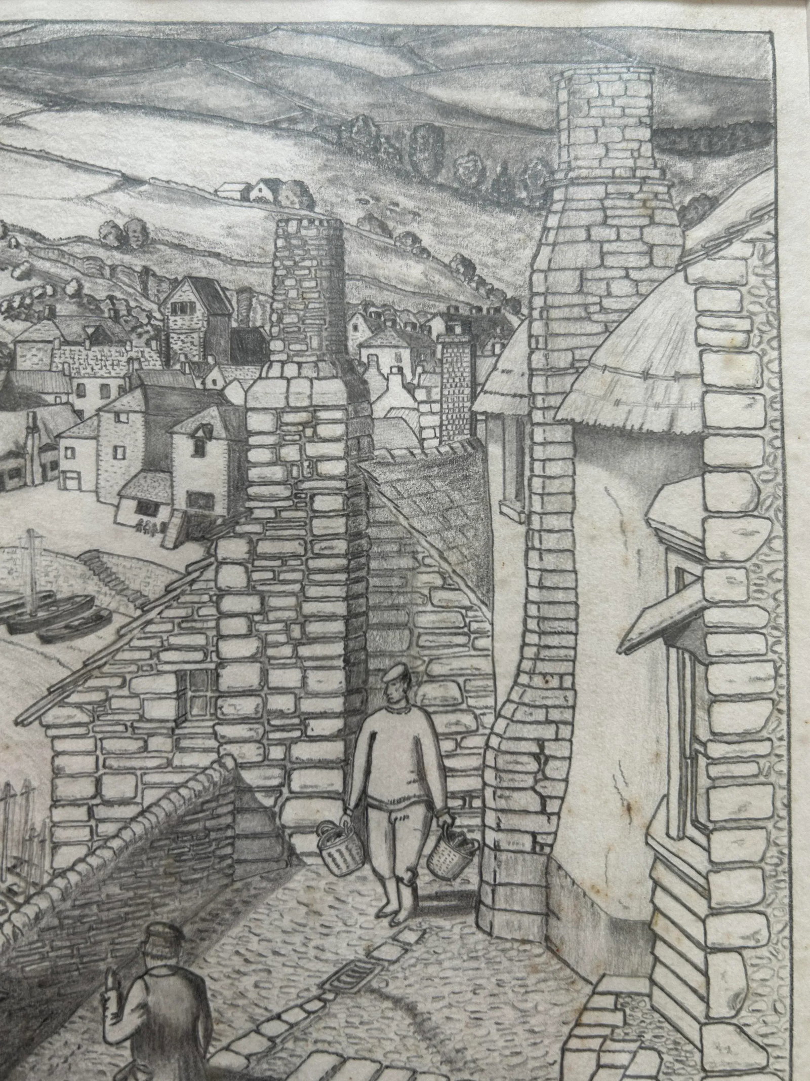 English Pencil Drawing of a Harbor Scene Signed L R Hayward - 7